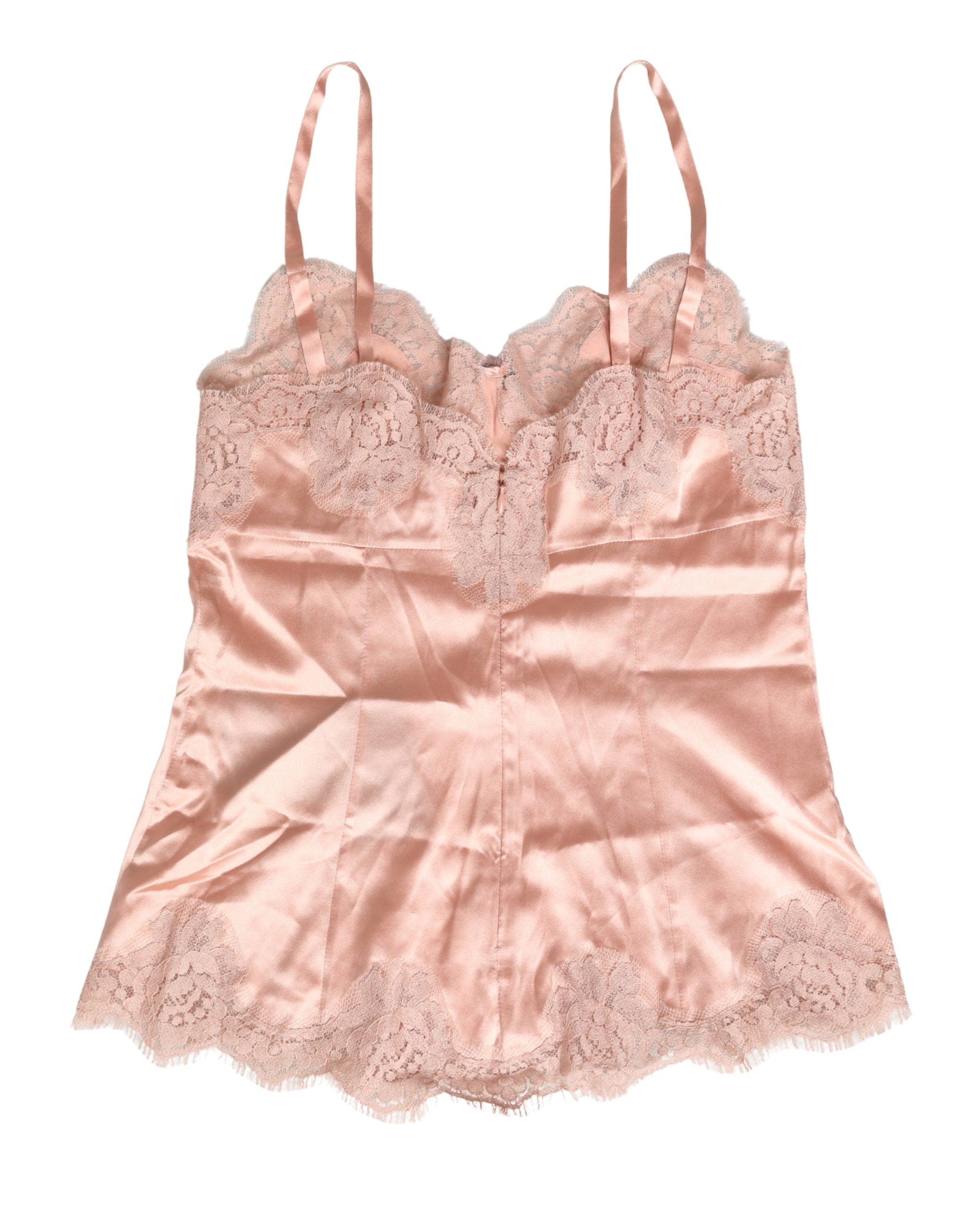 Dolce & Gabbana Pink Lace Silk Satin Tank Lingerie Sleepwear Dolce & Gabbana