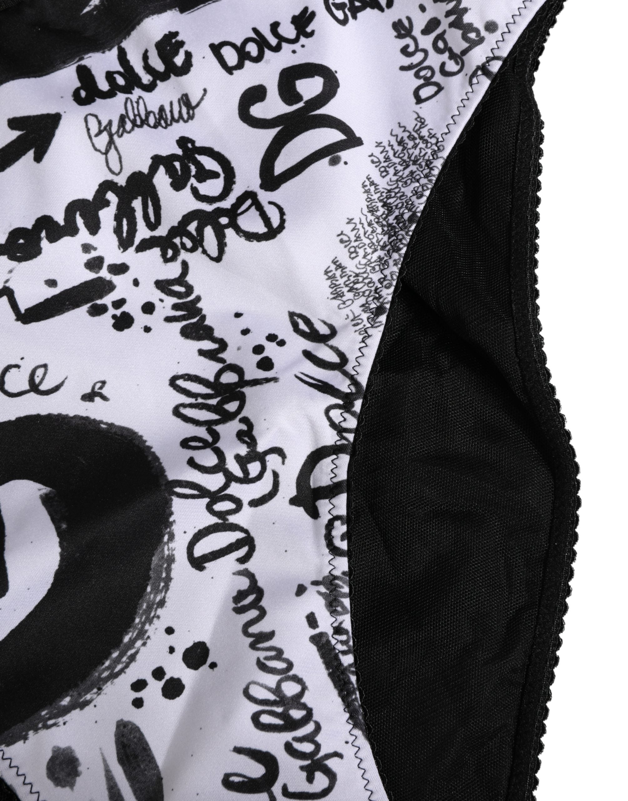 Dolce & Gabbana Black White Graphic Logo High Brief Underwear Dolce & Gabbana