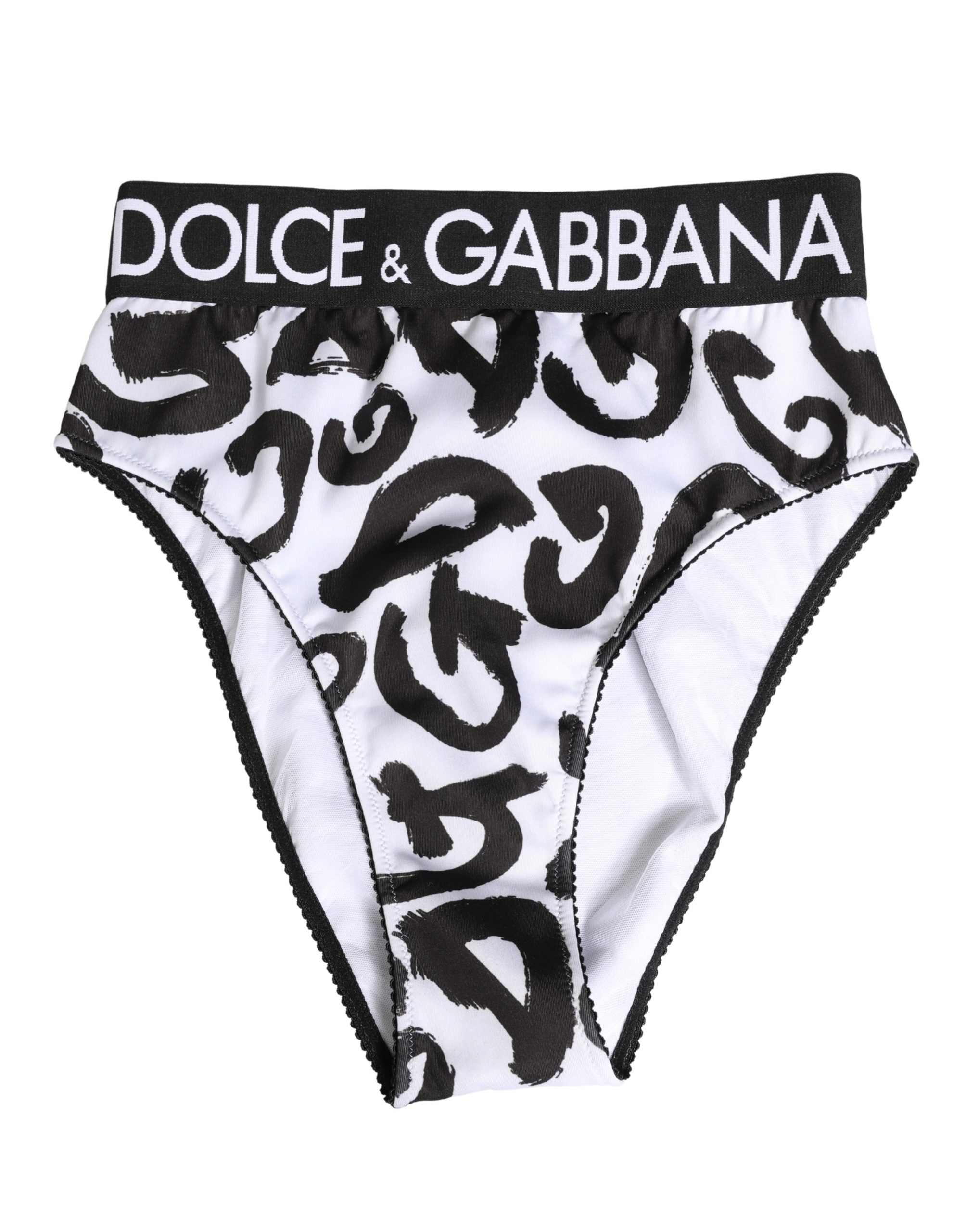 Dolce & Gabbana Black White Graphic Logo High Brief Underwear Dolce & Gabbana