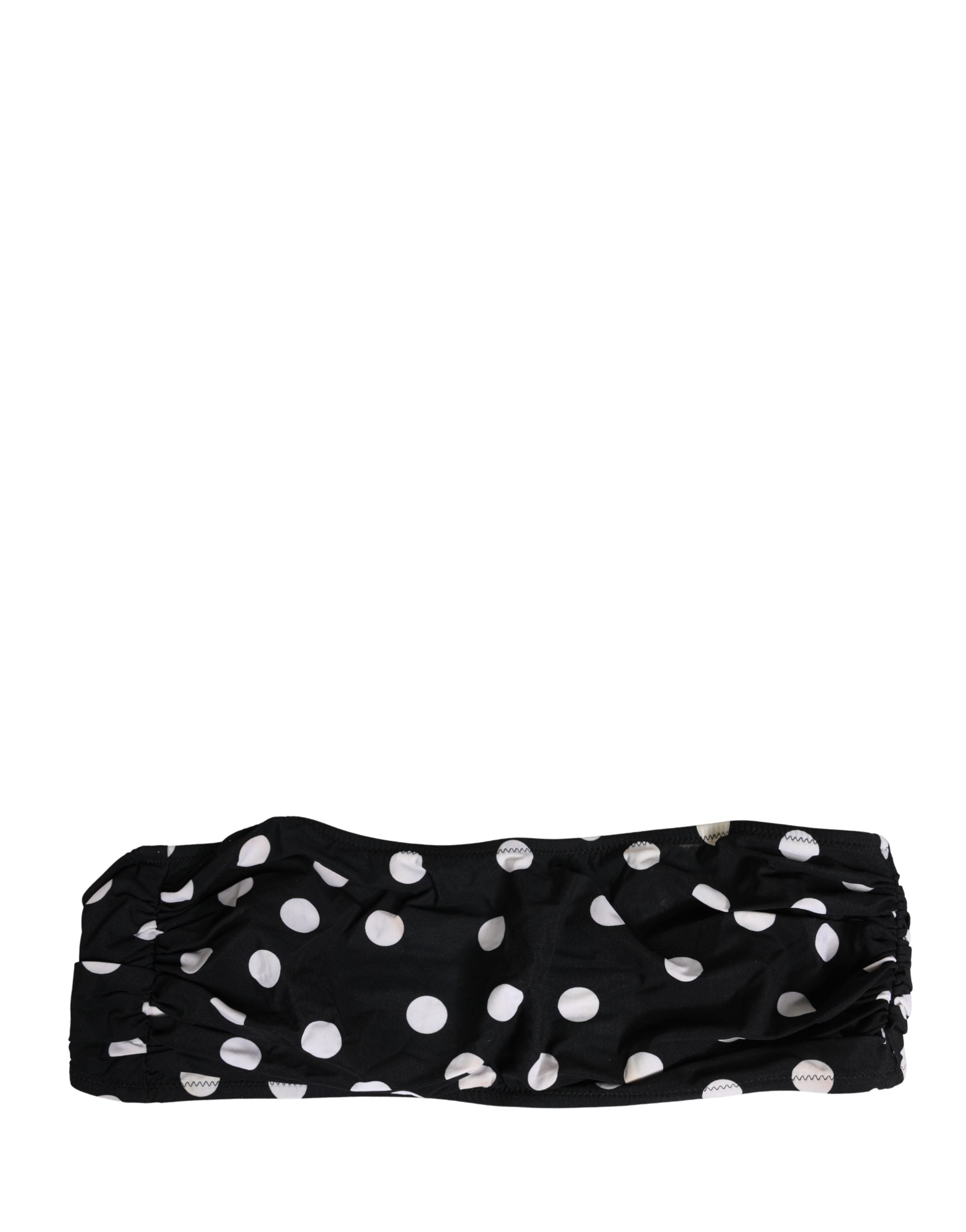 Dolce & Gabbana Black White Polka Dot Bandeau Beachwear Swimwear Dolce & Gabbana