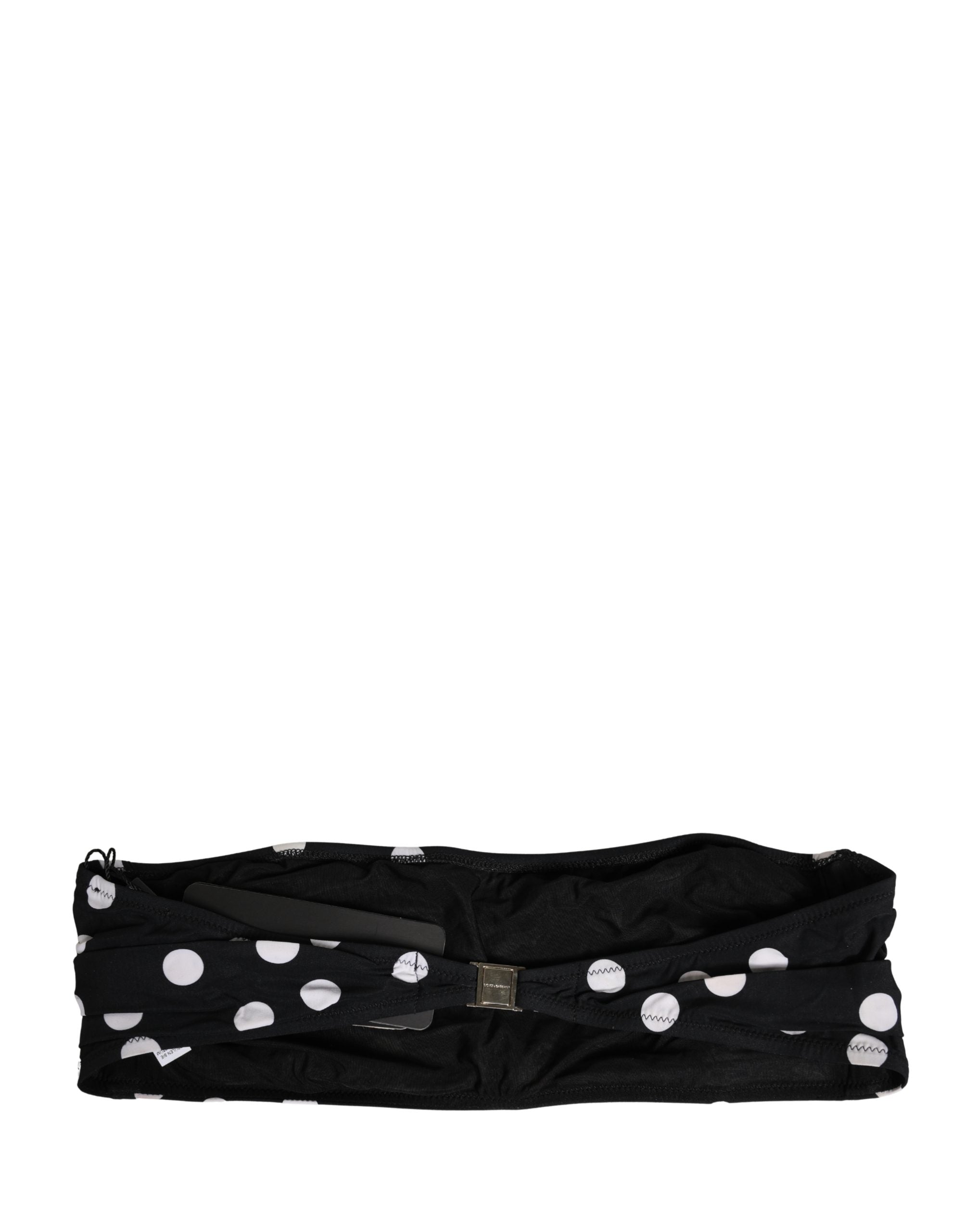Dolce & Gabbana Black White Polka Dot Bandeau Beachwear Swimwear Dolce & Gabbana