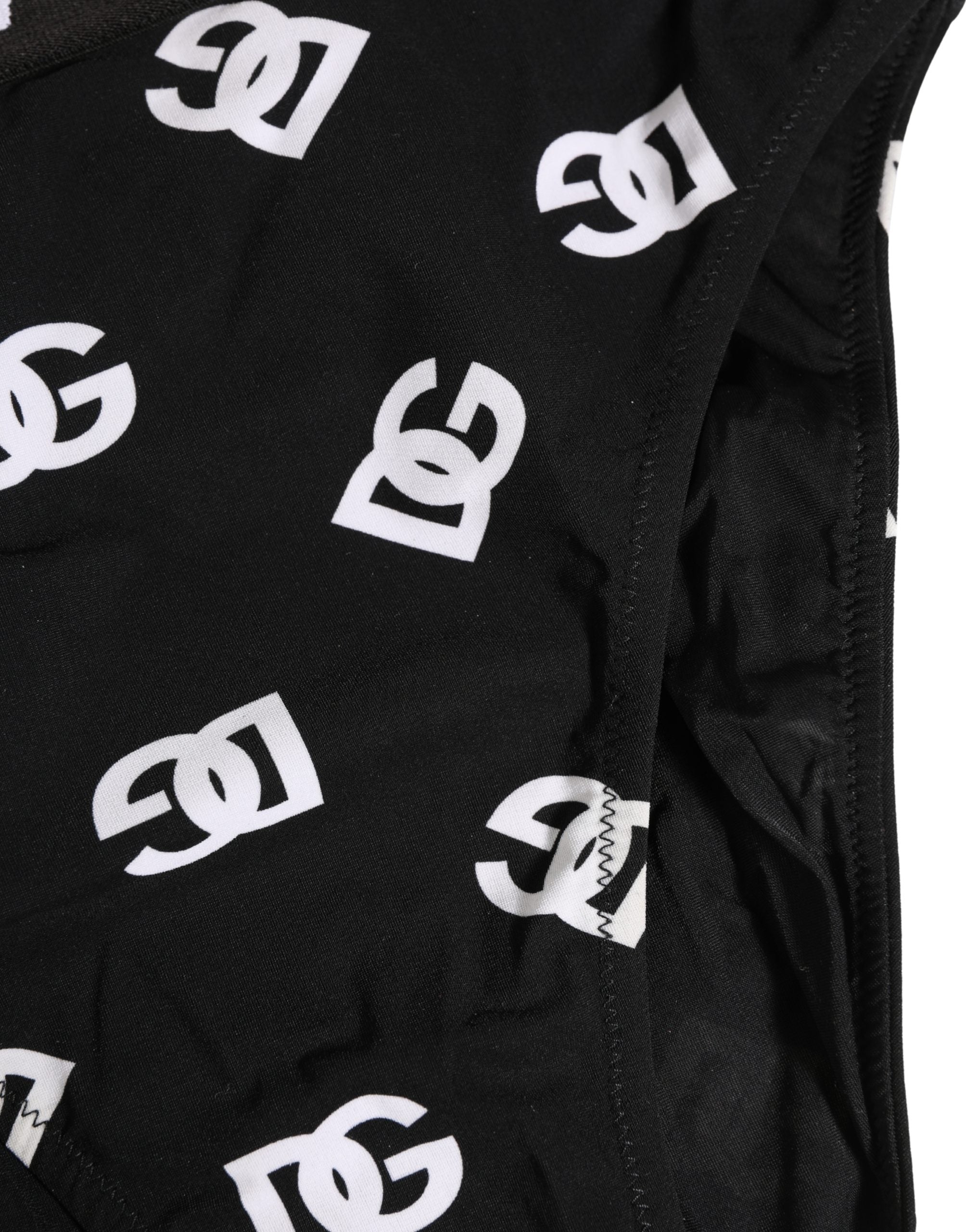 Dolce & Gabbana White Black Logo Waistband Midi Brief Underwear Dolce & Gabbana