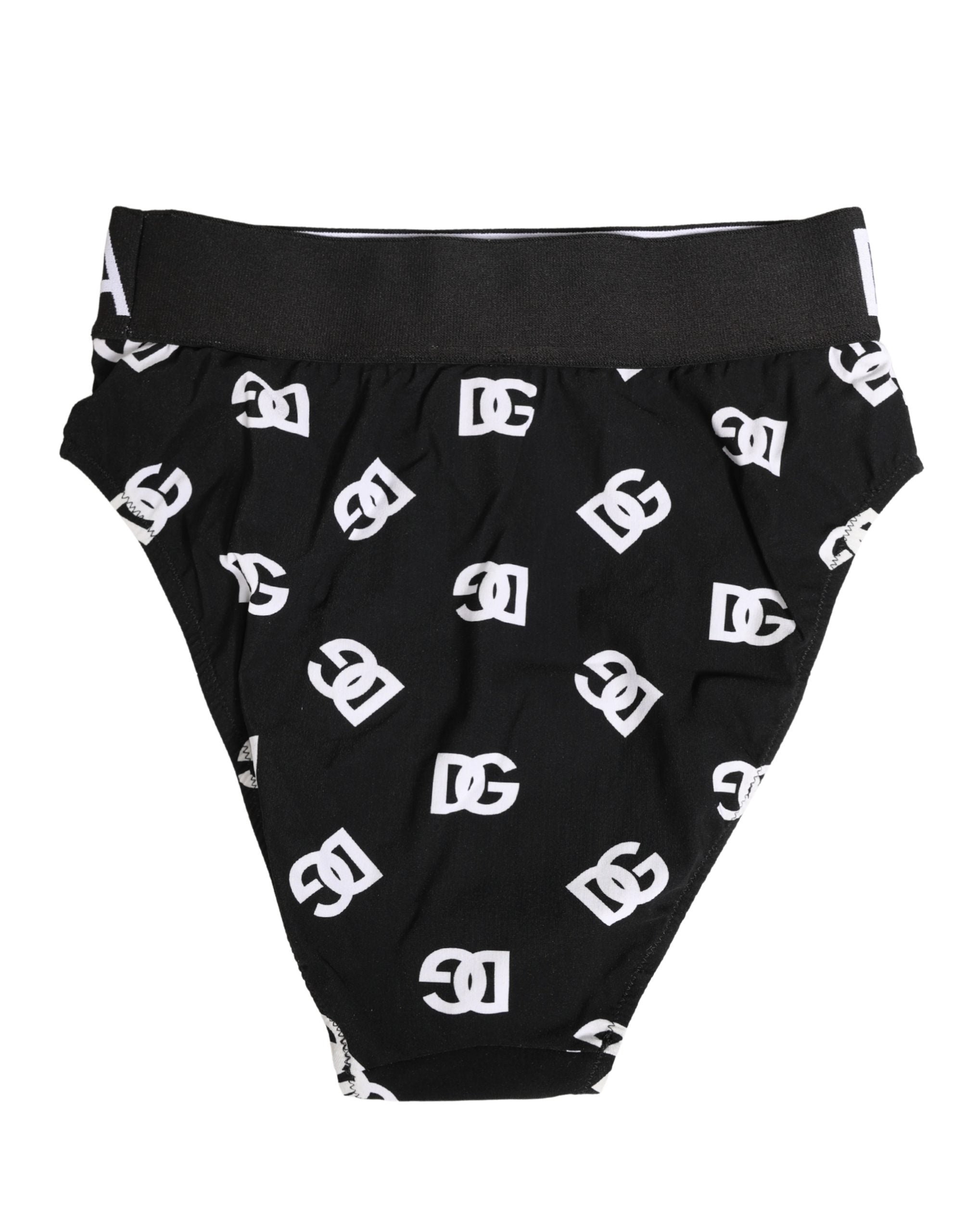 Dolce & Gabbana White Black Logo Waistband Midi Brief Underwear Dolce & Gabbana