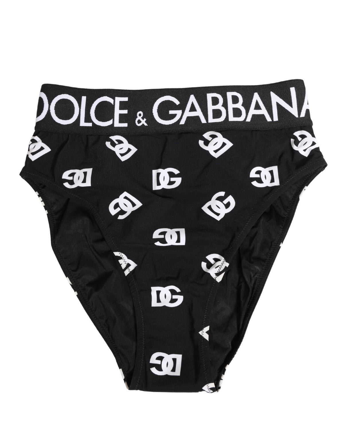 Dolce & Gabbana White Black Logo Waistband Midi Brief Underwear