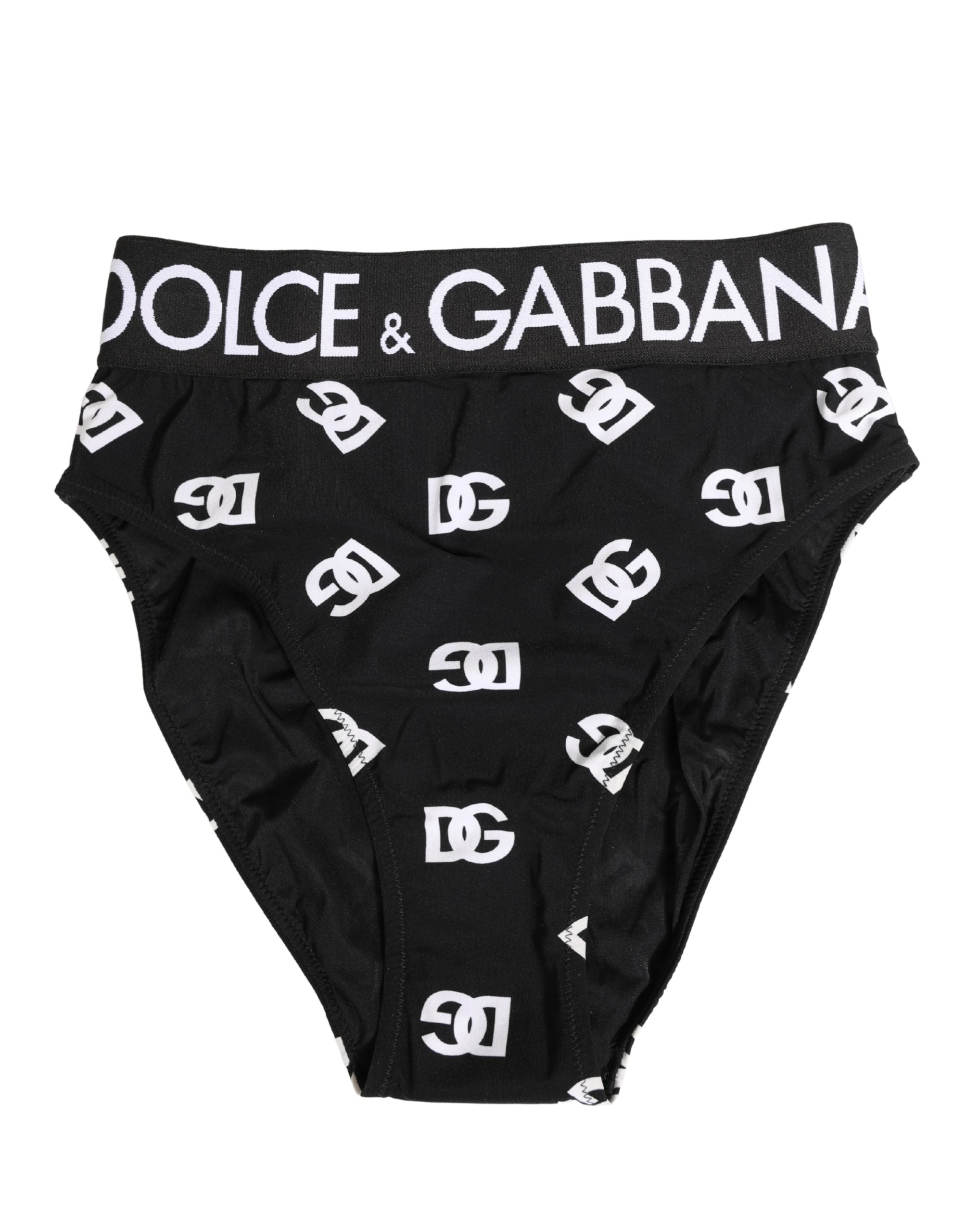 Dolce & Gabbana White Black Logo Waistband Midi Brief Underwear Dolce & Gabbana