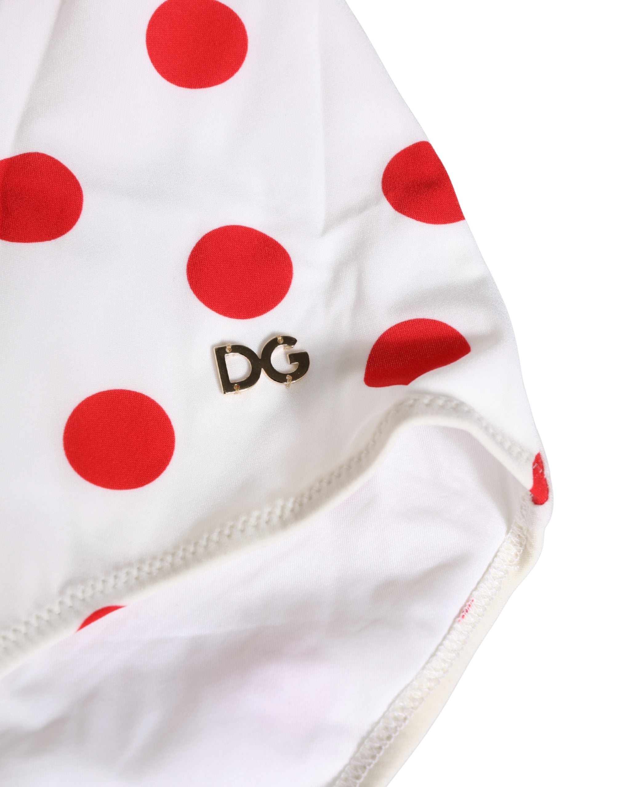 Dolce & Gabbana White Polka Dot One-Piece Swimsuit Swimwear Dolce & Gabbana