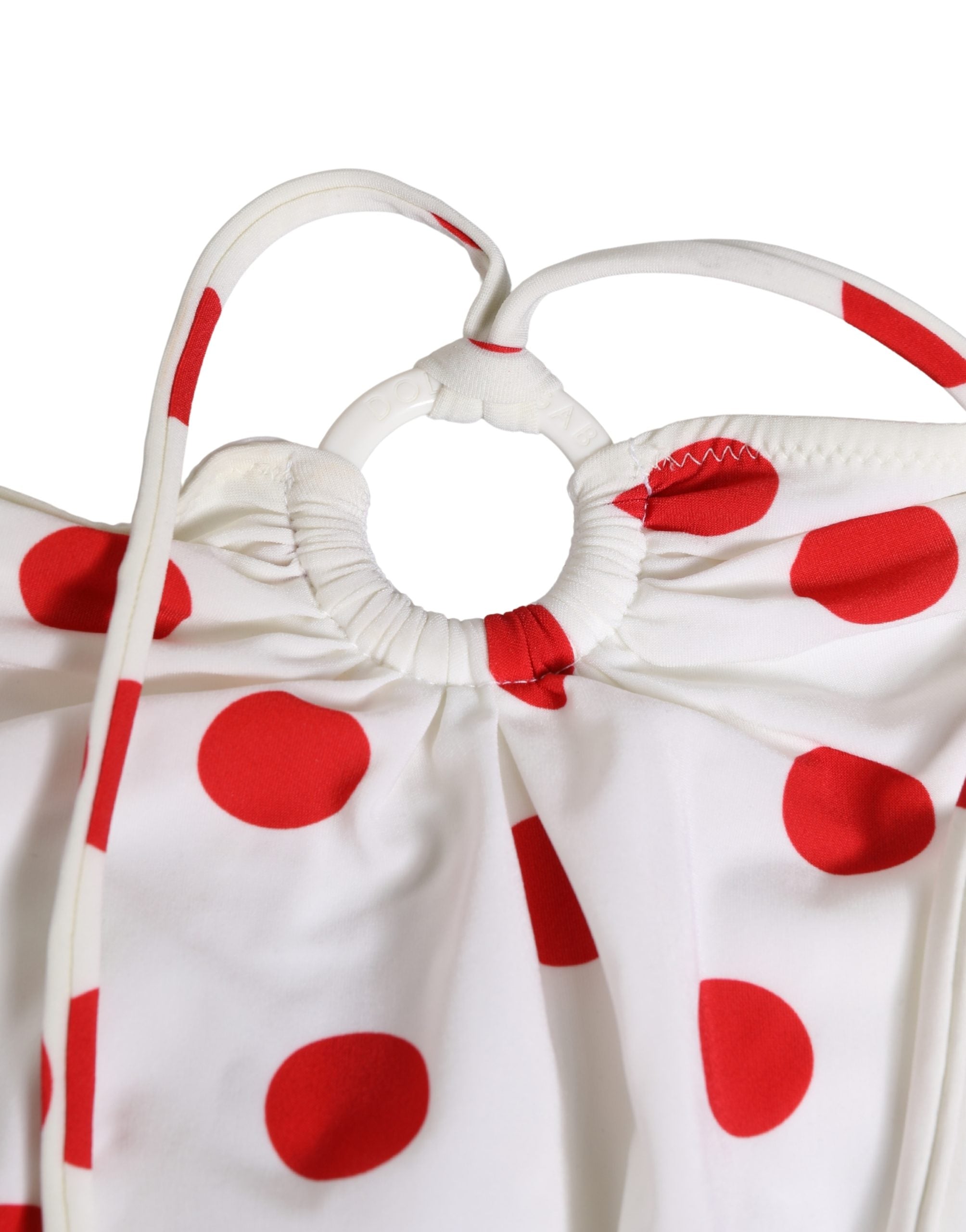 Dolce & Gabbana White Polka Dot One-Piece Swimsuit Swimwear Dolce & Gabbana