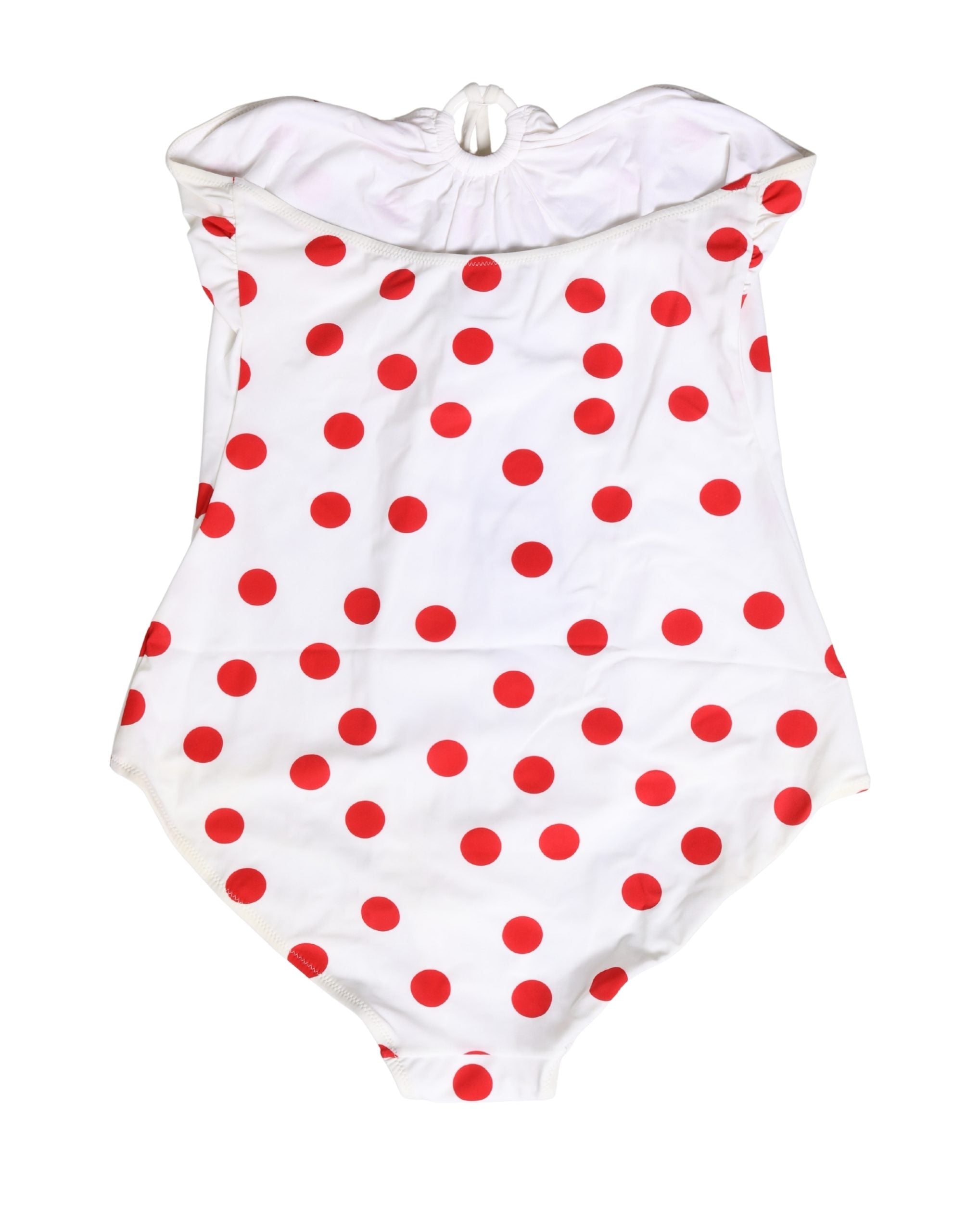 Dolce & Gabbana White Polka Dot One-Piece Swimsuit Swimwear Dolce & Gabbana