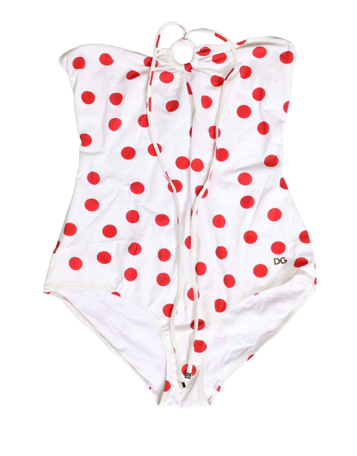Dolce & Gabbana White Polka Dot One-Piece Swimsuit Swimwear