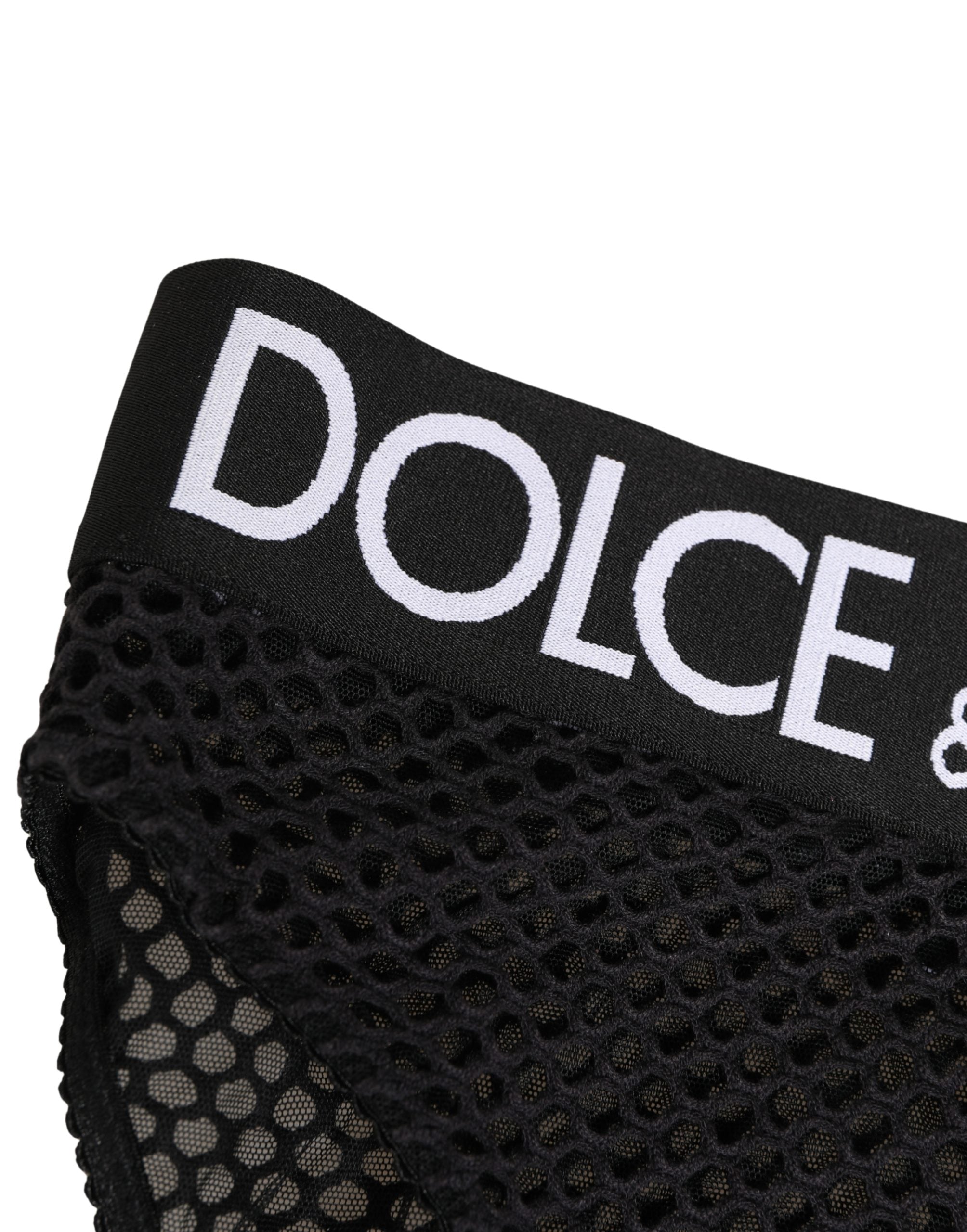Dolce & Gabbana Black Cotton Mesh High Brief Panty Underwear Dolce & Gabbana