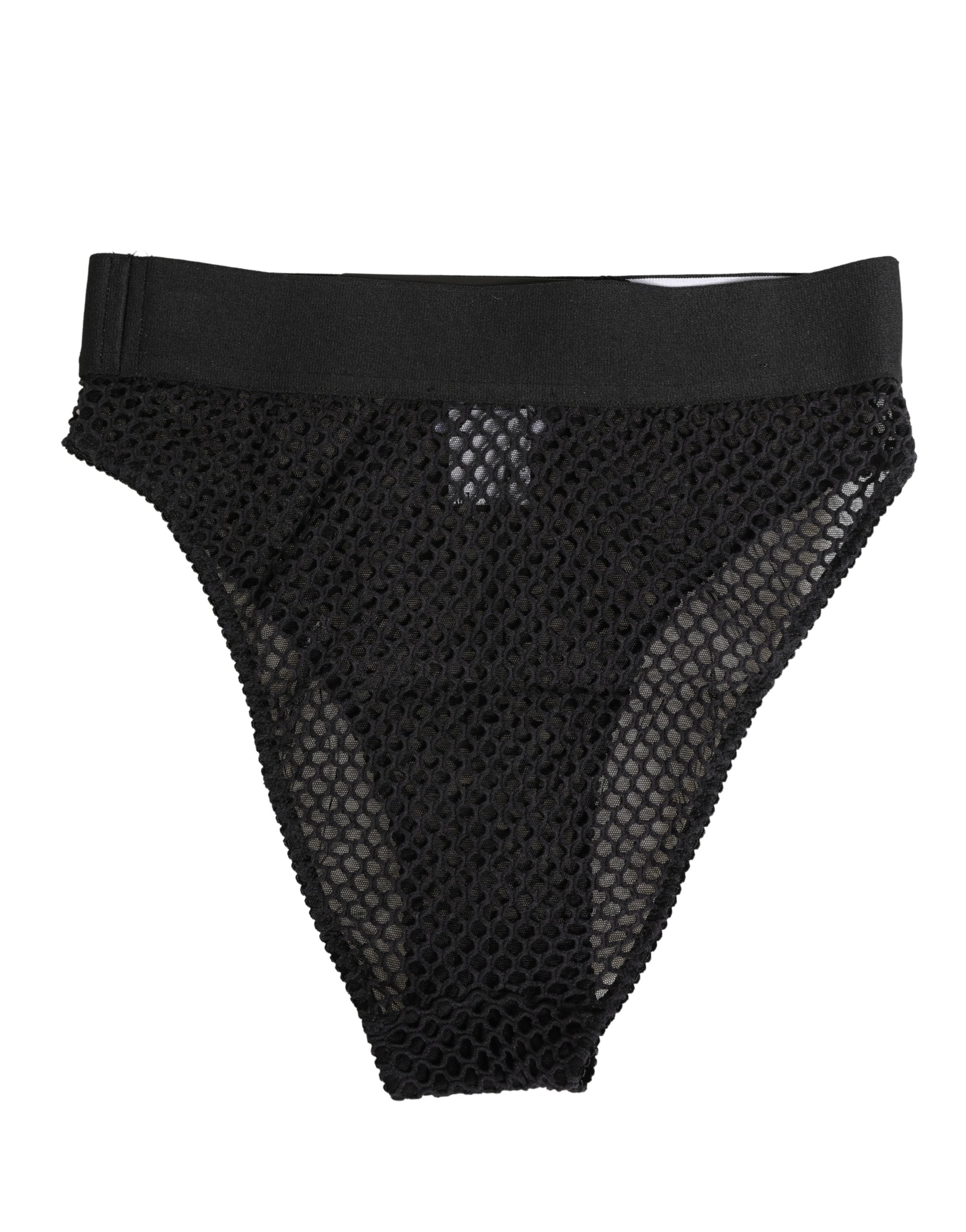 Dolce & Gabbana Black Cotton Mesh High Brief Panty Underwear Dolce & Gabbana