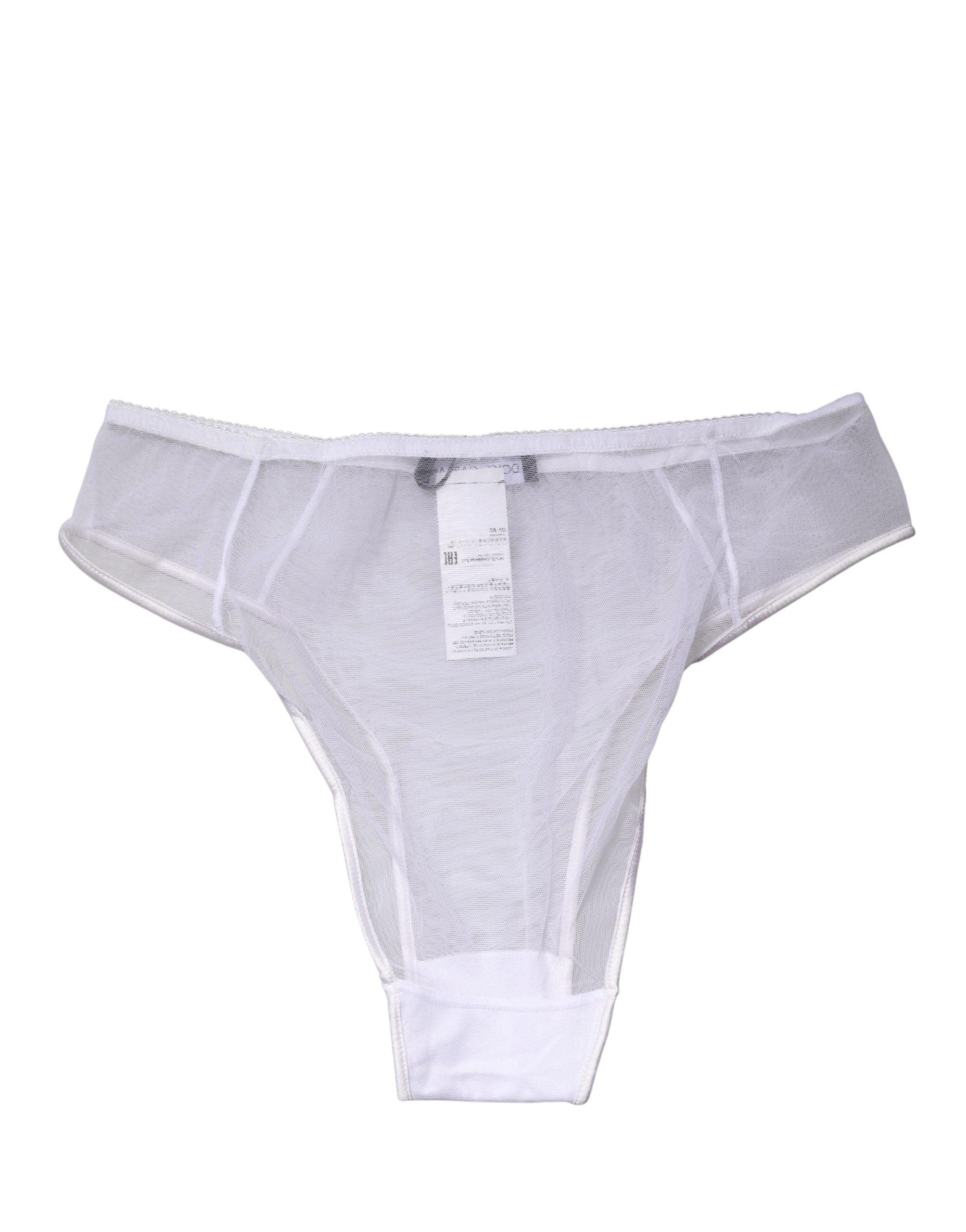 Dolce & Gabbana White Sheer Silk Stretch High Brief Underwear Dolce & Gabbana