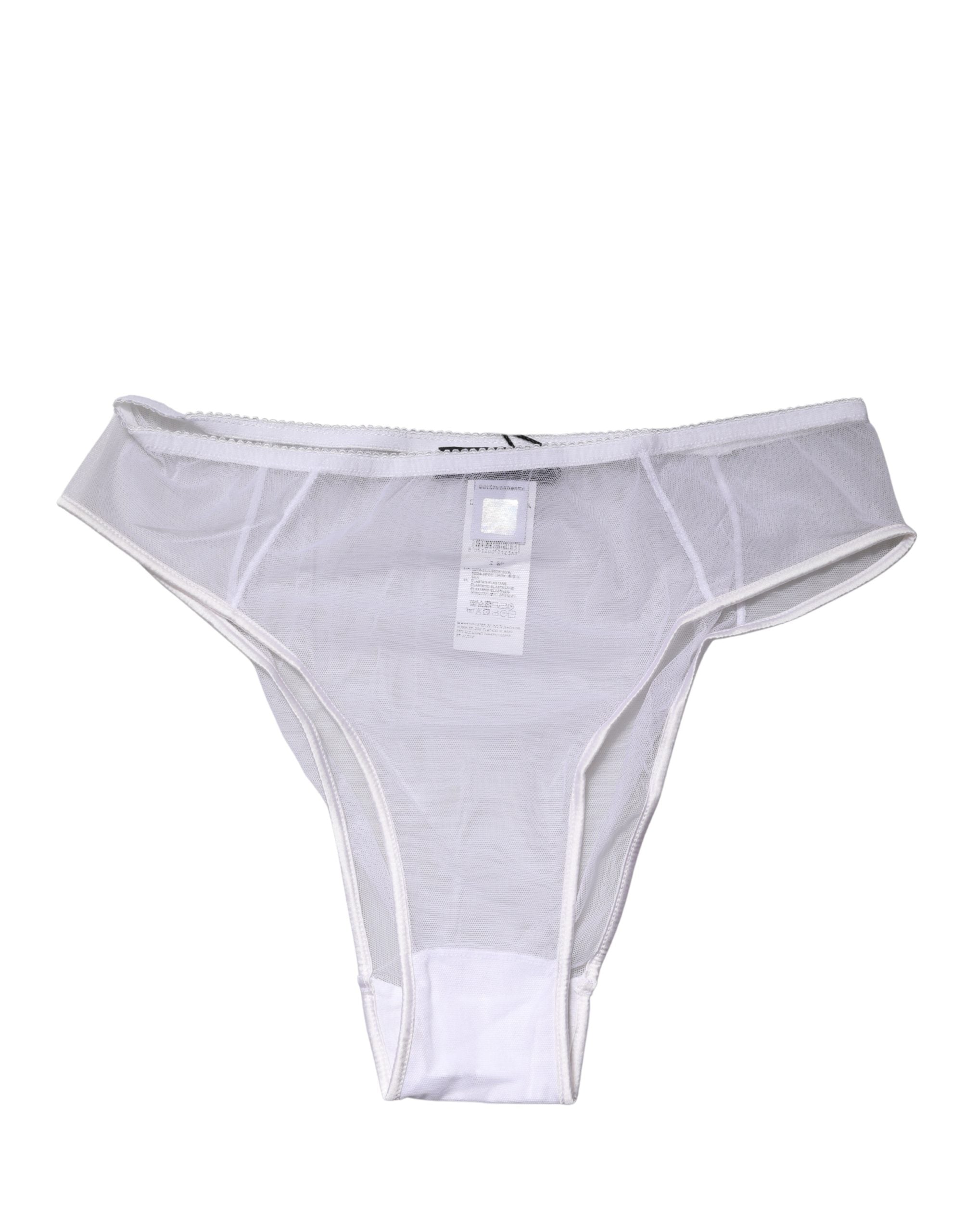 Dolce & Gabbana White Sheer Silk Stretch High Brief Underwear Dolce & Gabbana