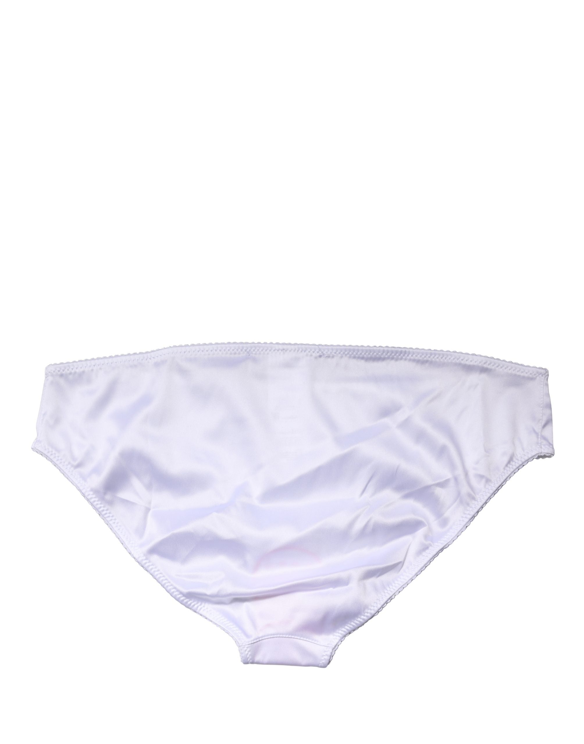 Dolce & Gabbana White Silk Stretch Mid Waist Brief Panty Underwear Dolce & Gabbana