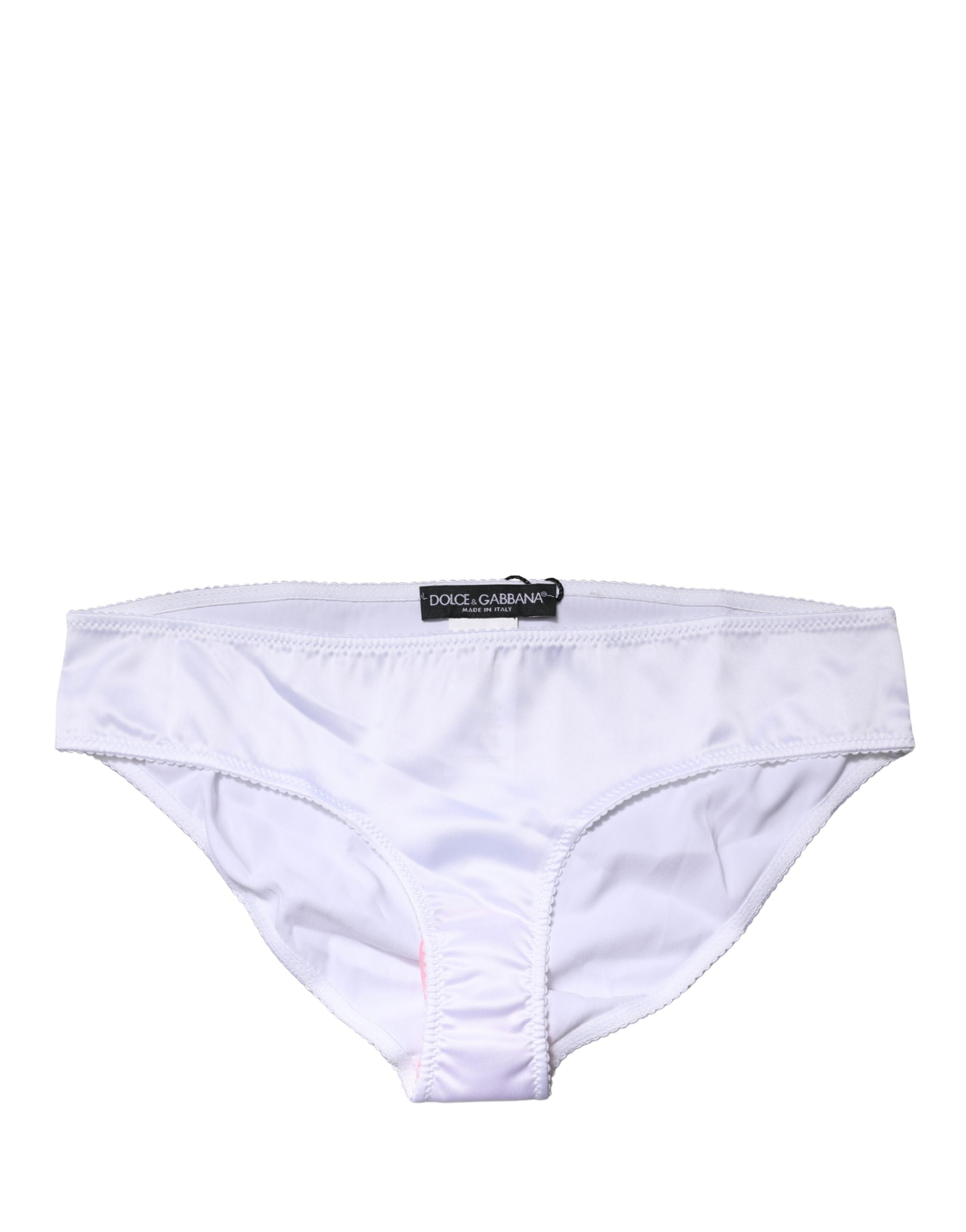 Dolce & Gabbana White Silk Stretch Mid Waist Brief Panty Underwear Dolce & Gabbana