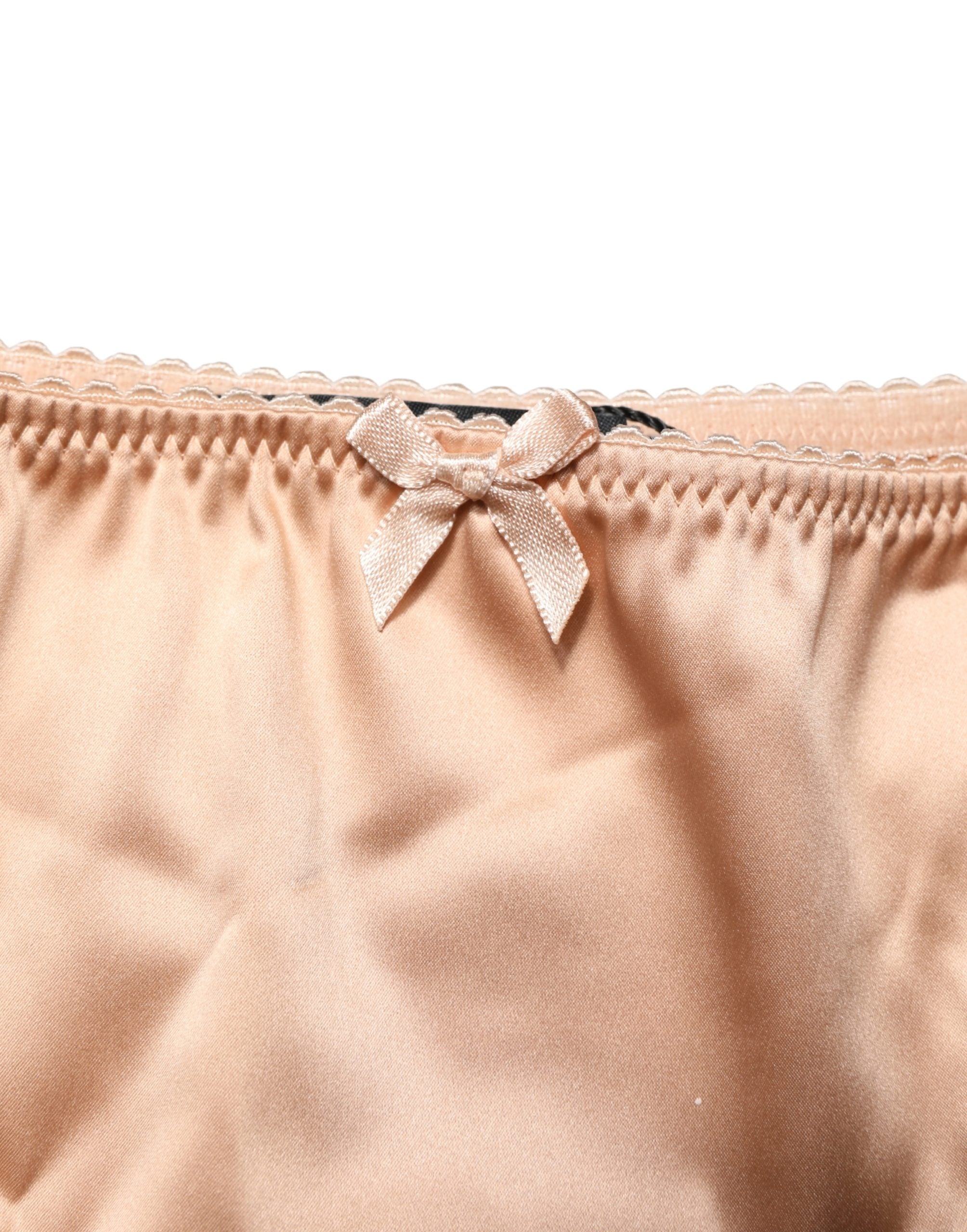 Dolce & Gabbana Beige Silk Stretch Mid Waist Brief Panty Underwear Dolce & Gabbana