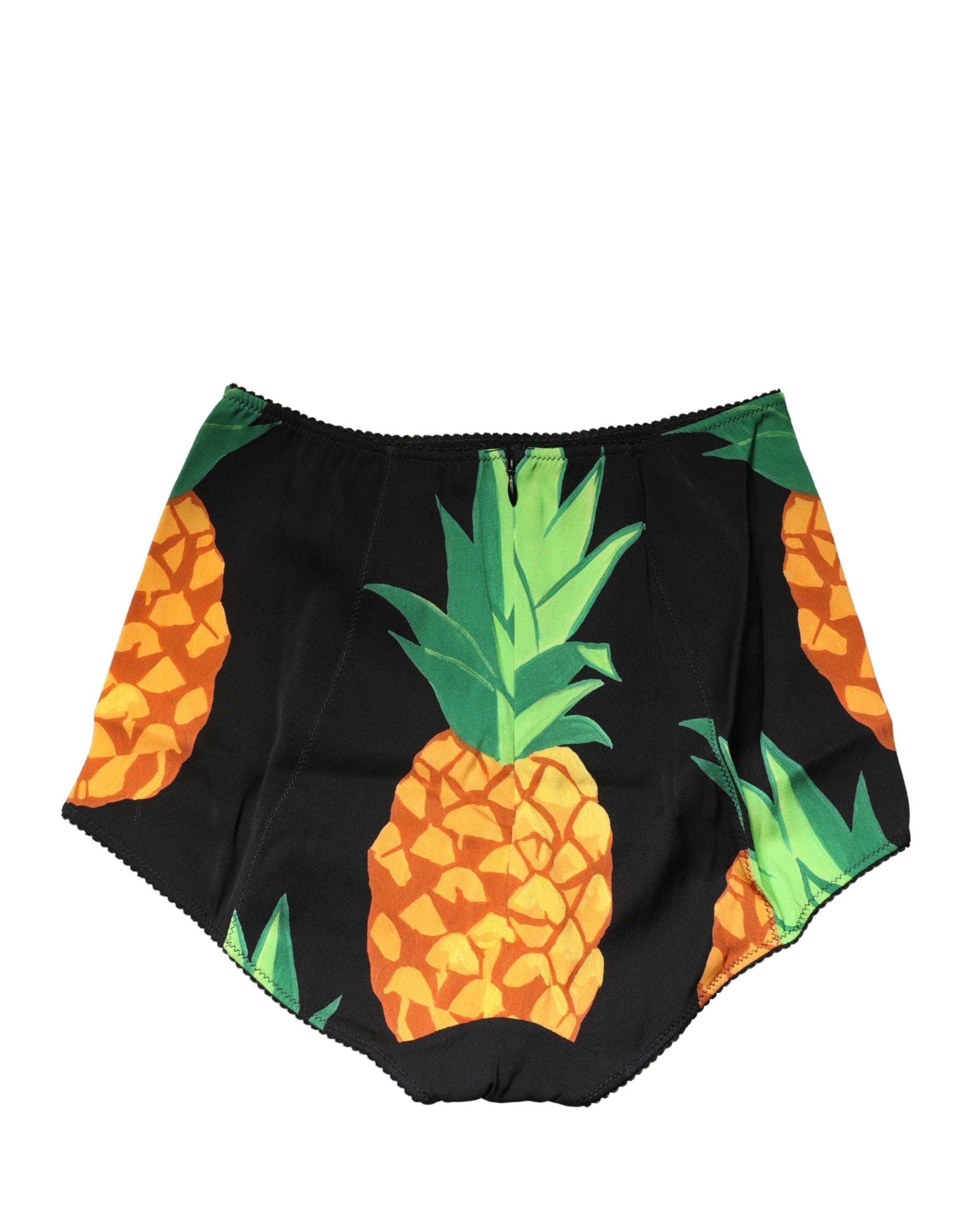 Dolce & Gabbana Black Pineapple High Waist Girdle Panty Underwear Dolce & Gabbana