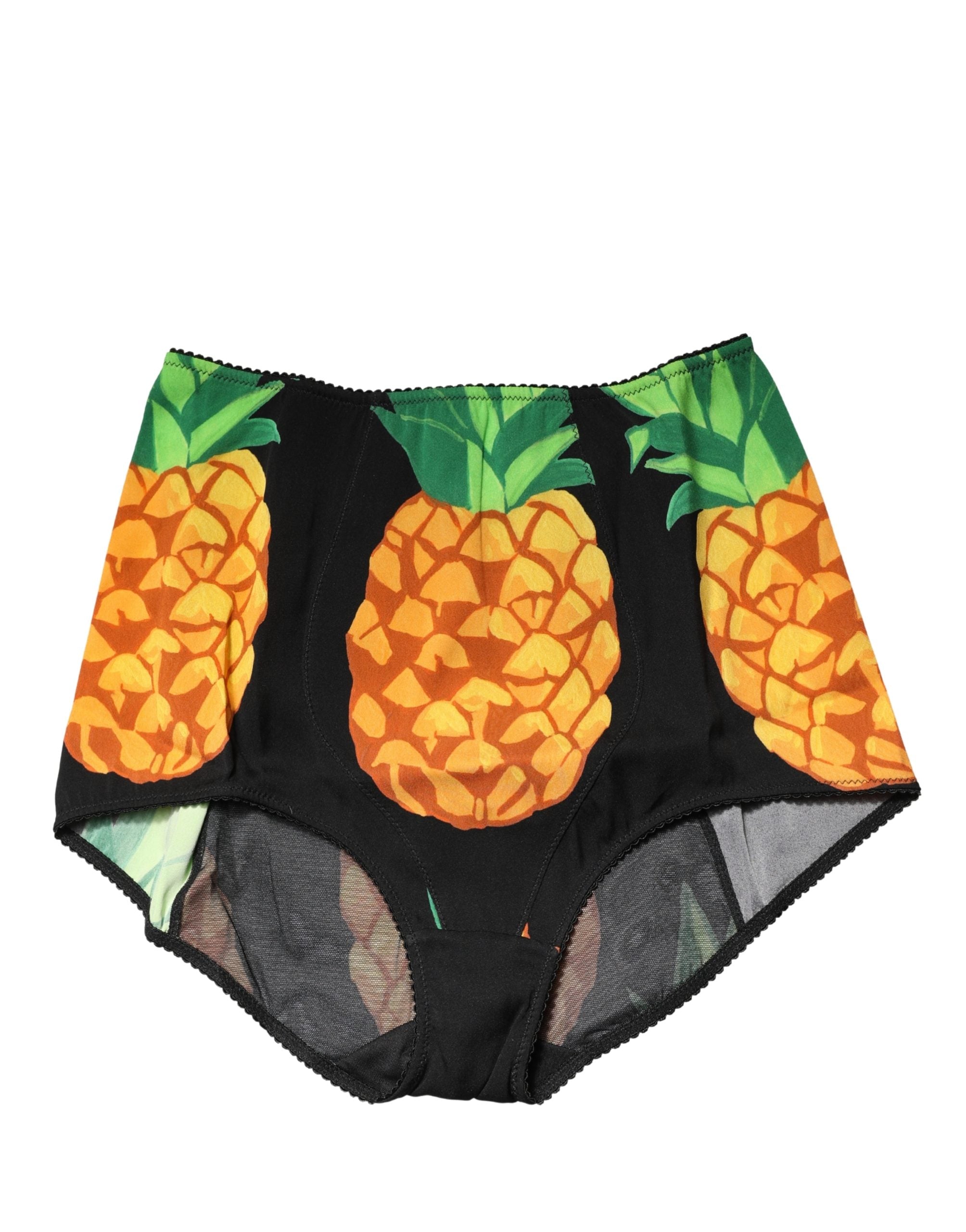 Dolce & Gabbana Black Pineapple High Waist Girdle Panty Underwear Dolce & Gabbana
