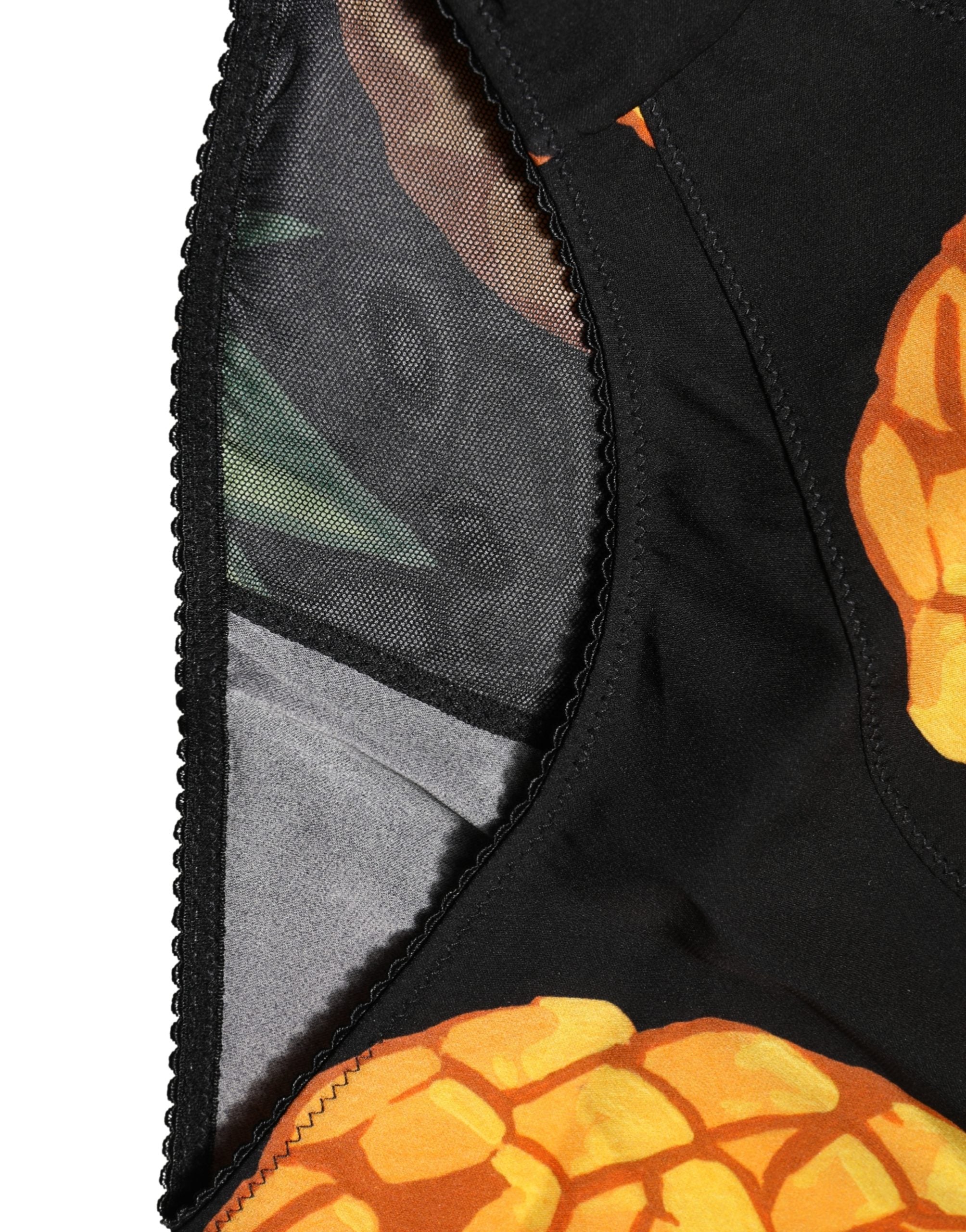 Dolce & Gabbana Black Pineapple High Waist Girdle Panty Underwear Dolce & Gabbana