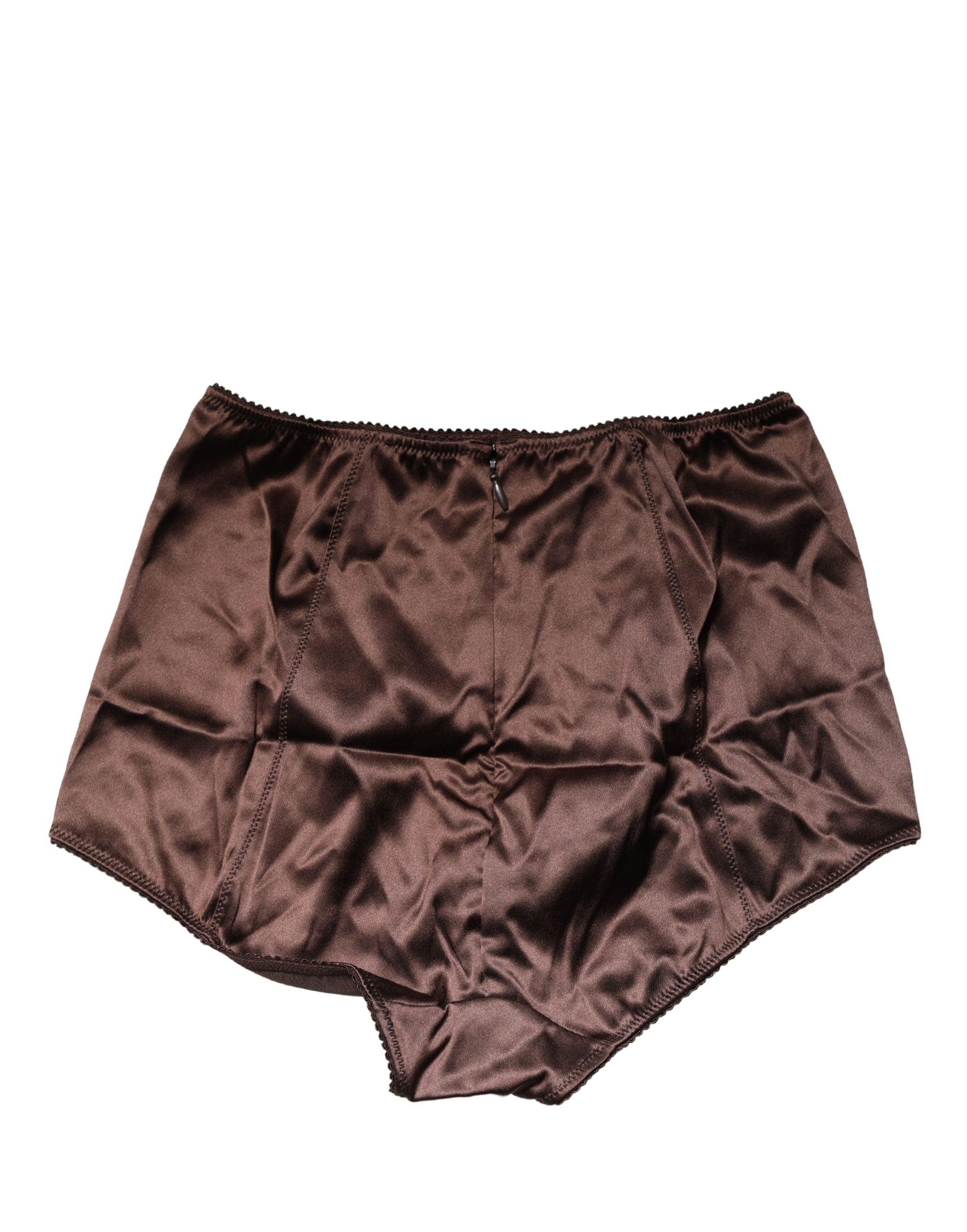 Dolce & Gabbana Brown Silk Blend High Waist Girdle Panty Underwear Dolce & Gabbana