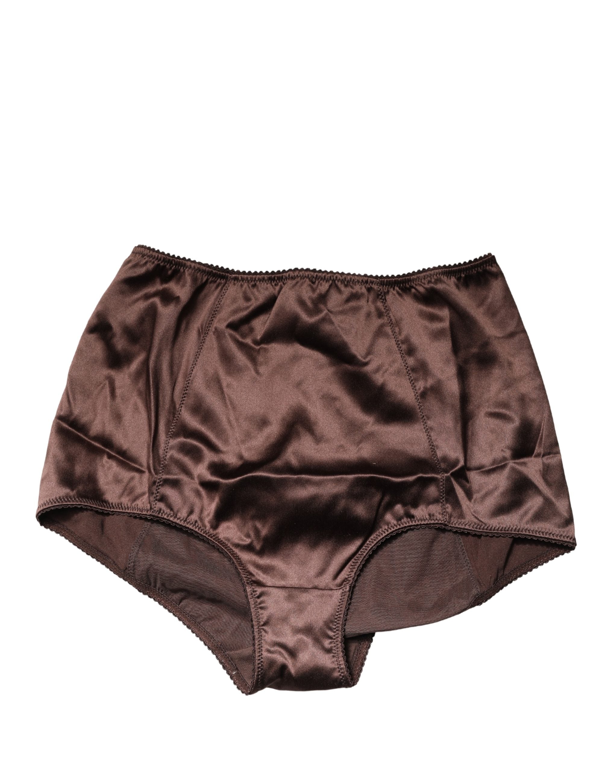 Dolce & Gabbana Brown Silk Blend High Waist Girdle Panty Underwear Dolce & Gabbana
