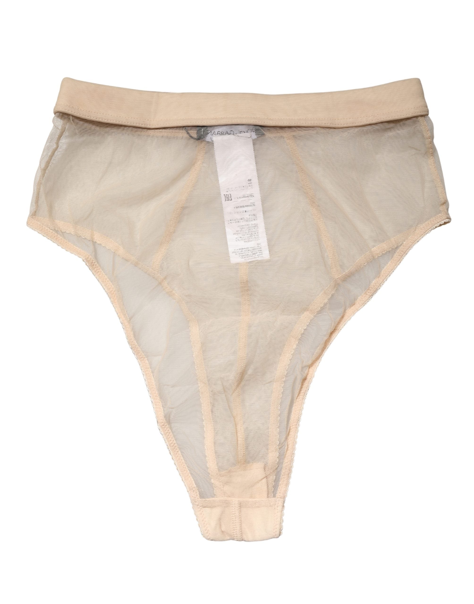 Dolce & Gabbana Beige Silk Blend High Waist Brief Panty Underwear Dolce & Gabbana
