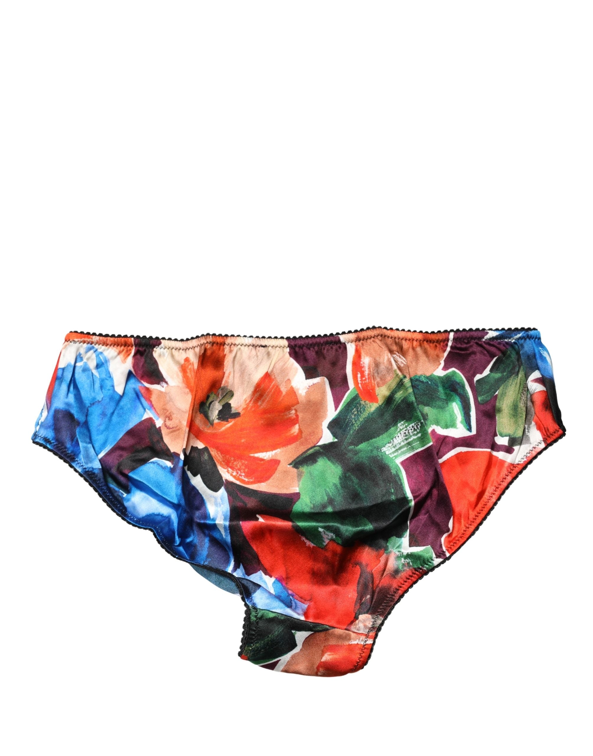 Dolce & Gabbana Multicolor Floral Mid Waist Brief Panty Underwear Dolce & Gabbana