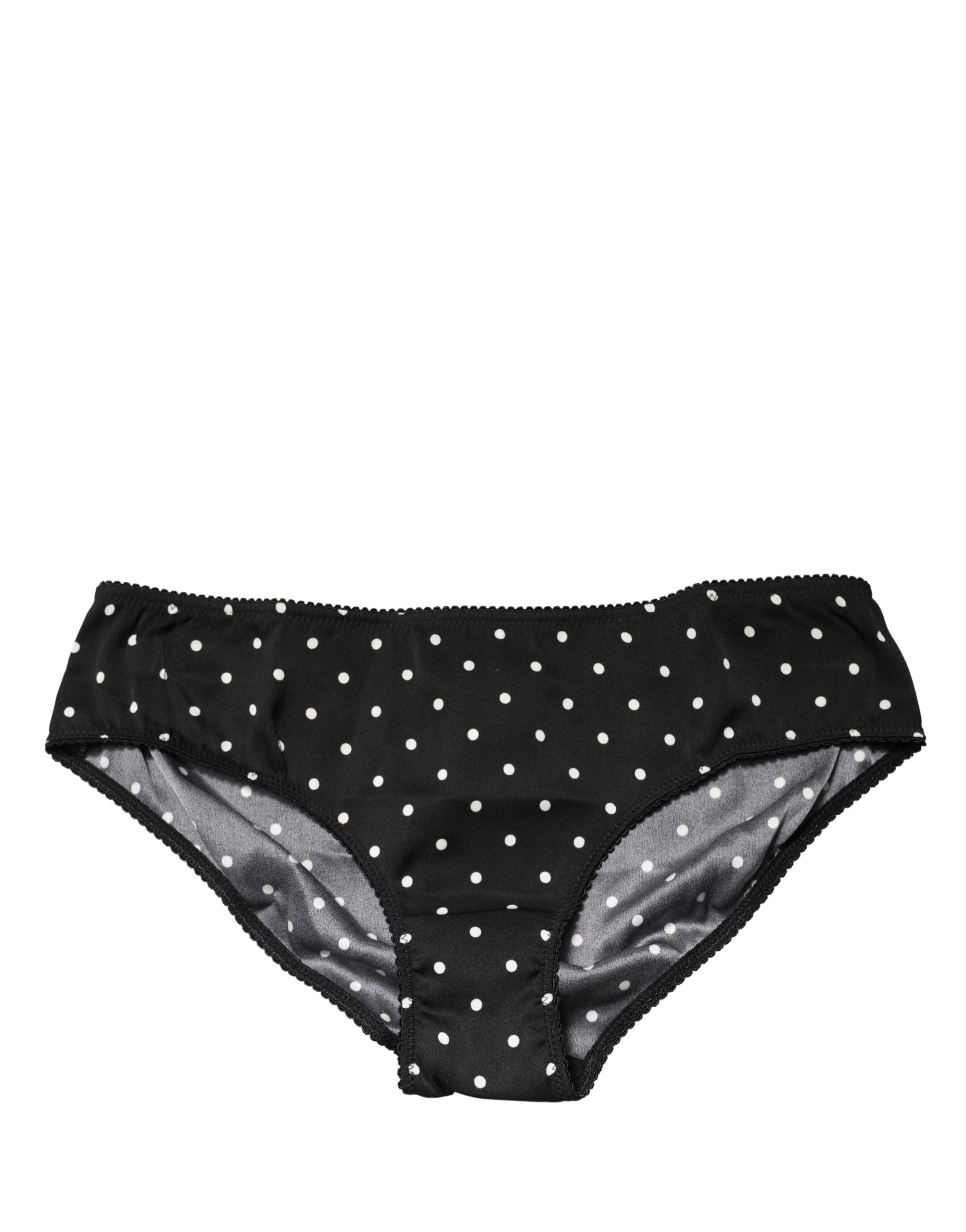 Dolce & Gabbana Black Polka Dots Mid Waist Brief Panty Underwear Dolce & Gabbana