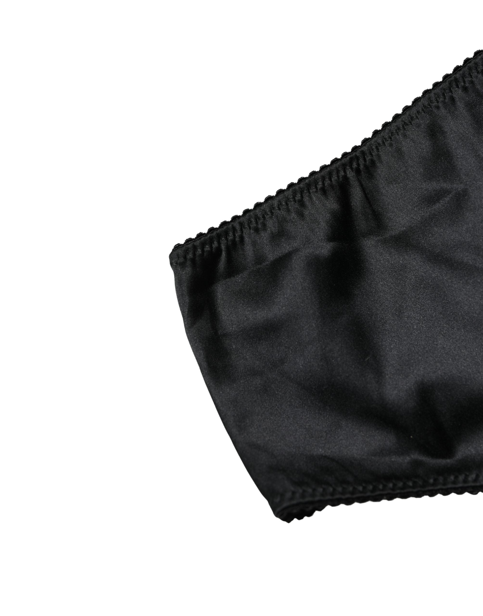 Dolce & Gabbana Black Silk Stretch Mid Waist Brief Panty Underwear Dolce & Gabbana