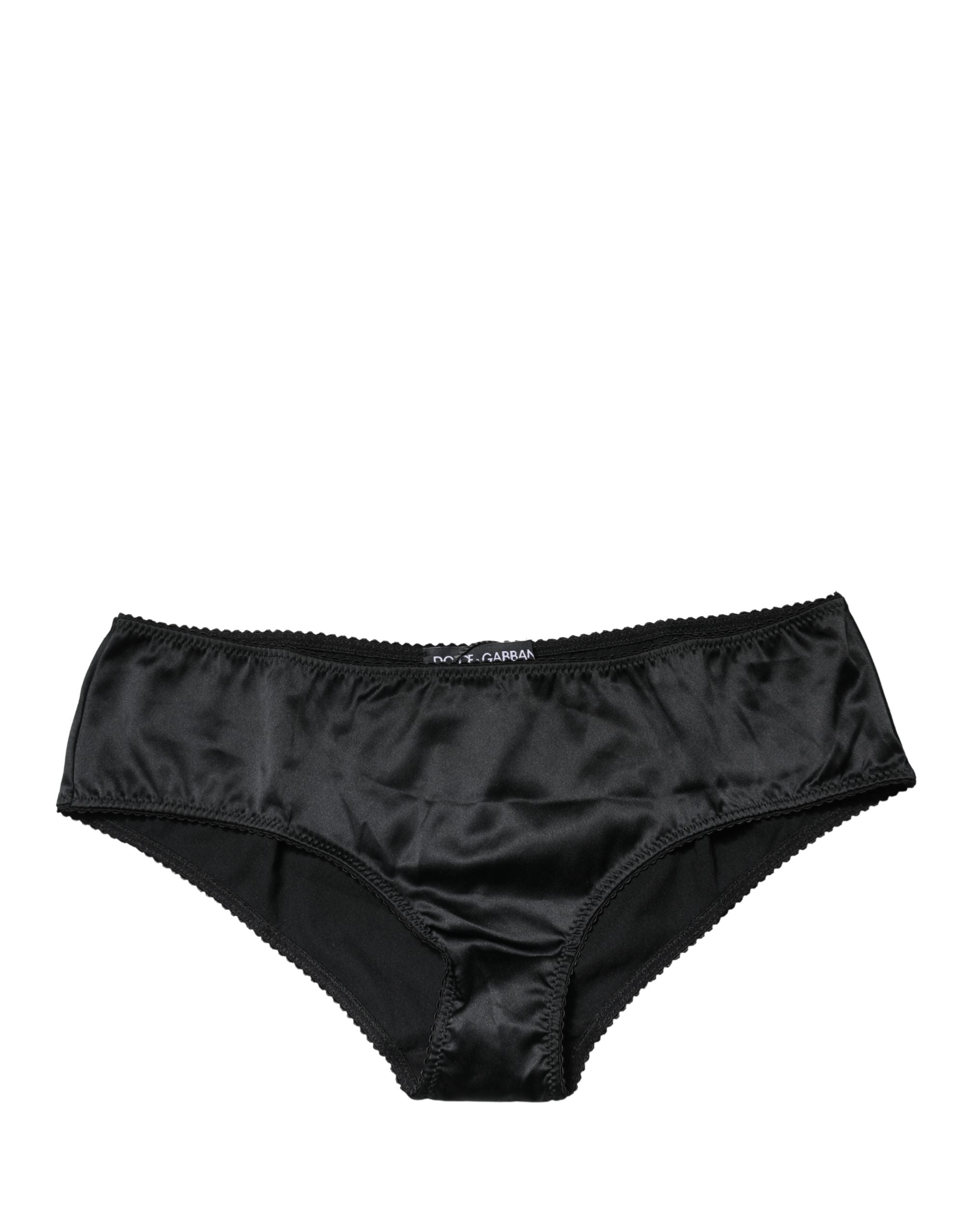 Dolce & Gabbana Black Silk Stretch Mid Waist Brief Panty Underwear Dolce & Gabbana