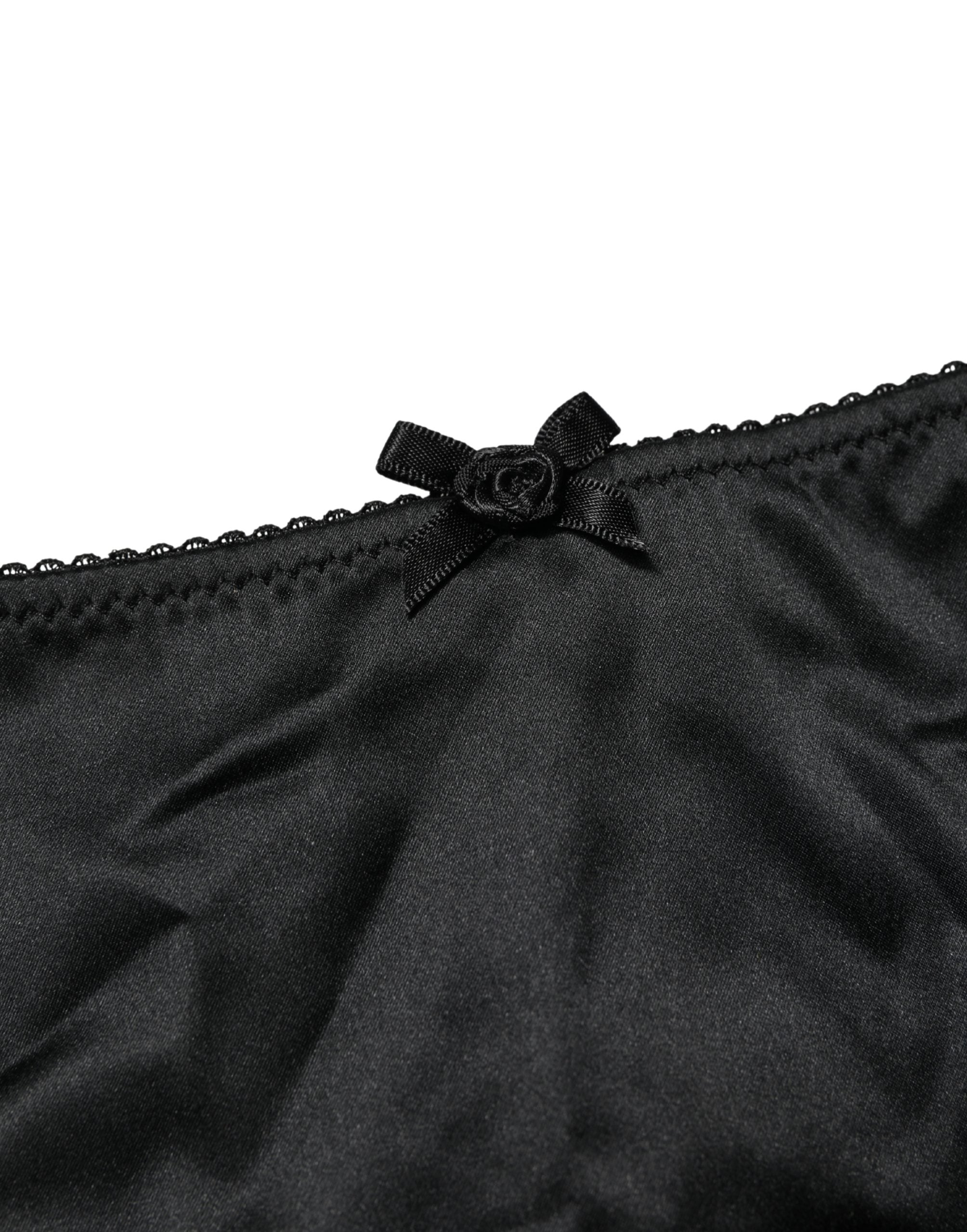 Dolce & Gabbana Black Silk Stretch Mid Waist Brief Panty Underwear Dolce & Gabbana