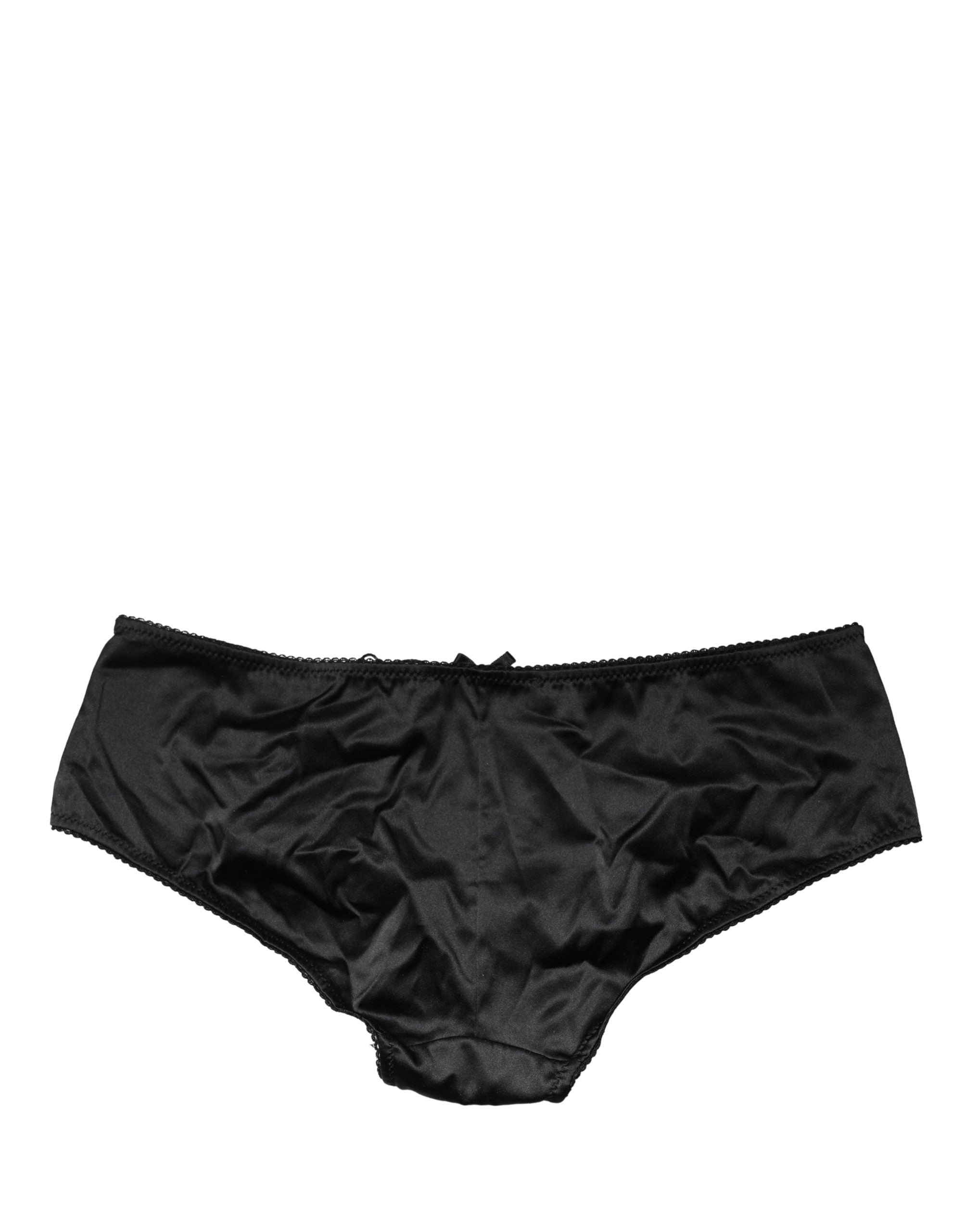 Dolce & Gabbana Black Silk Stretch Mid Waist Brief Panty Underwear Dolce & Gabbana