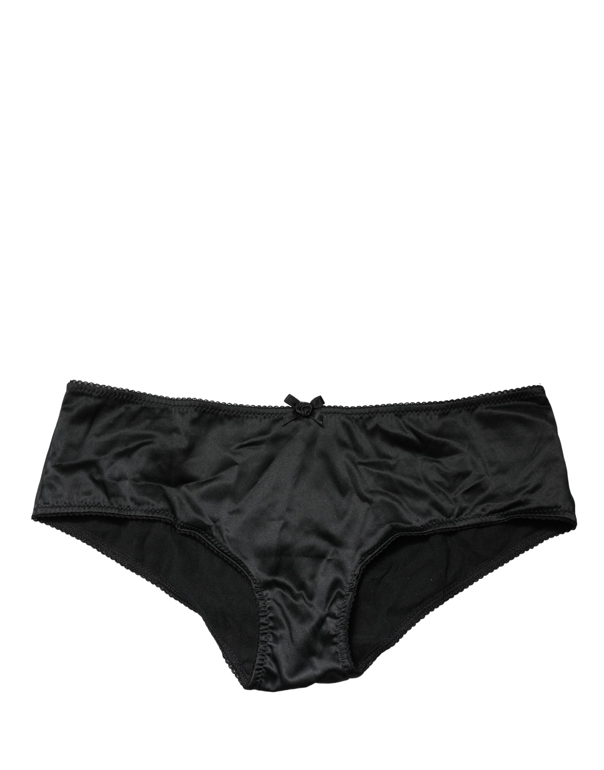 Dolce & Gabbana Black Silk Stretch Mid Waist Brief Panty Underwear Dolce & Gabbana