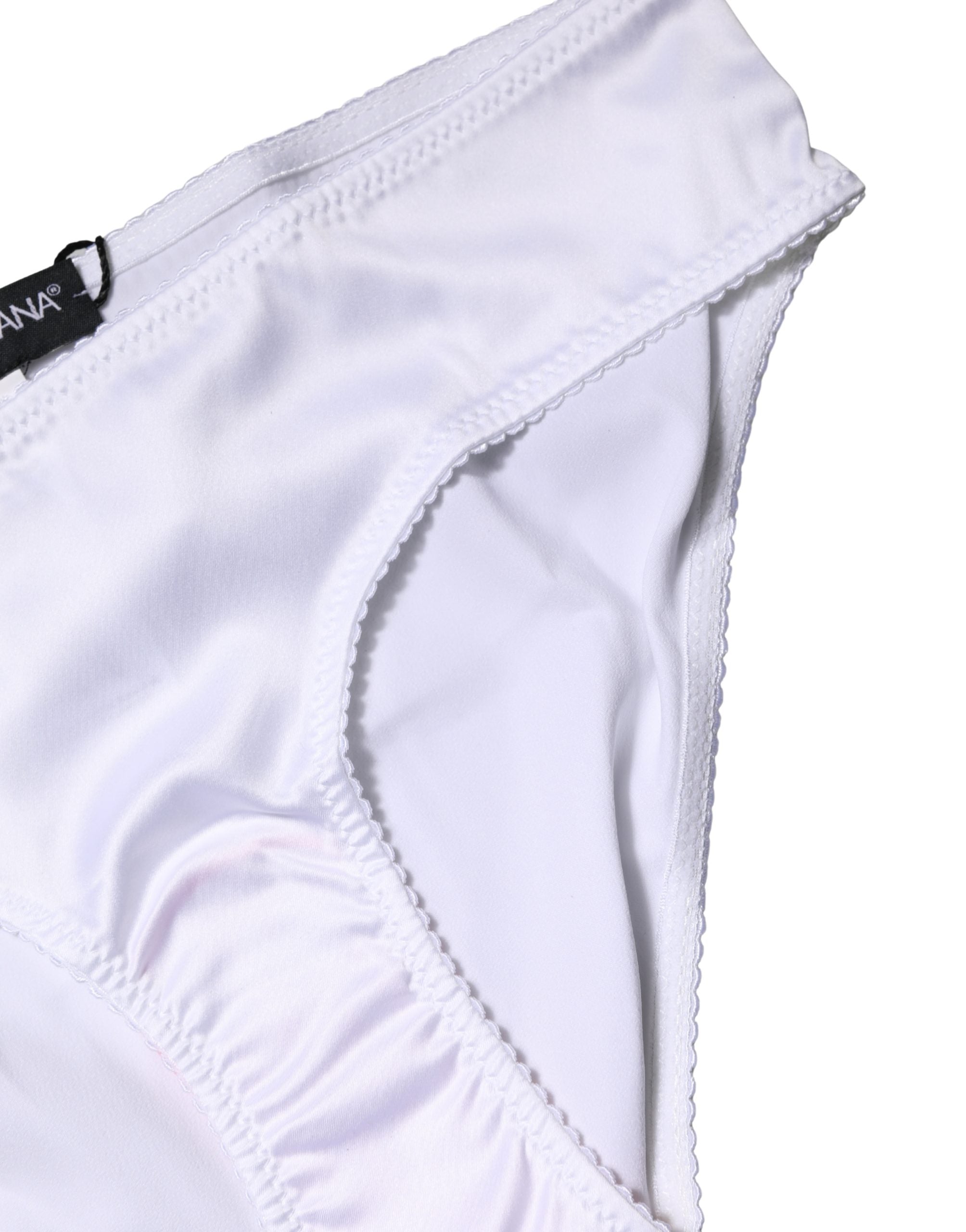Dolce & Gabbana White Silk Stretch Mid Waist Brief Panty Underwear Dolce & Gabbana