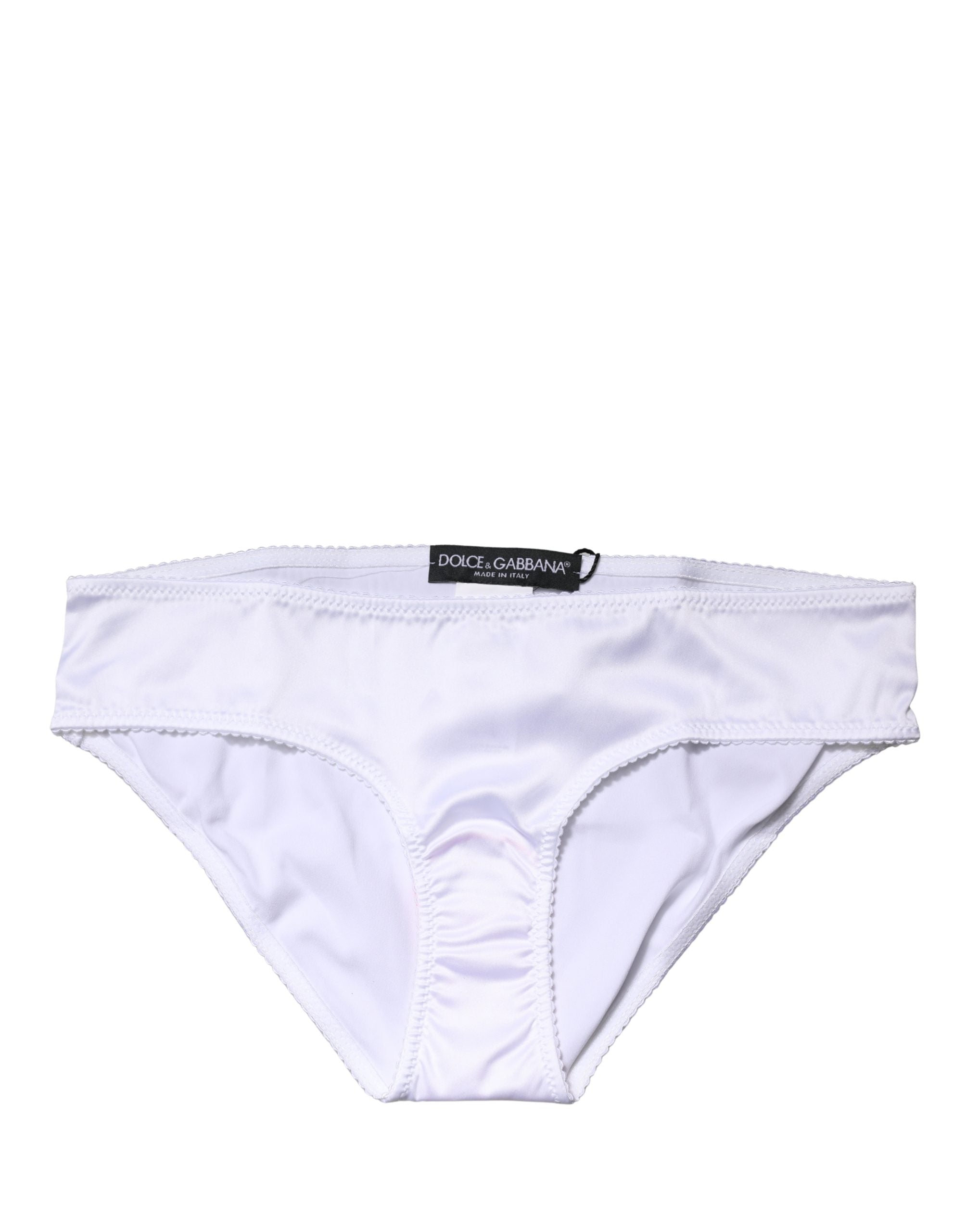 Dolce & Gabbana White Silk Stretch Mid Waist Brief Panty Underwear Dolce & Gabbana