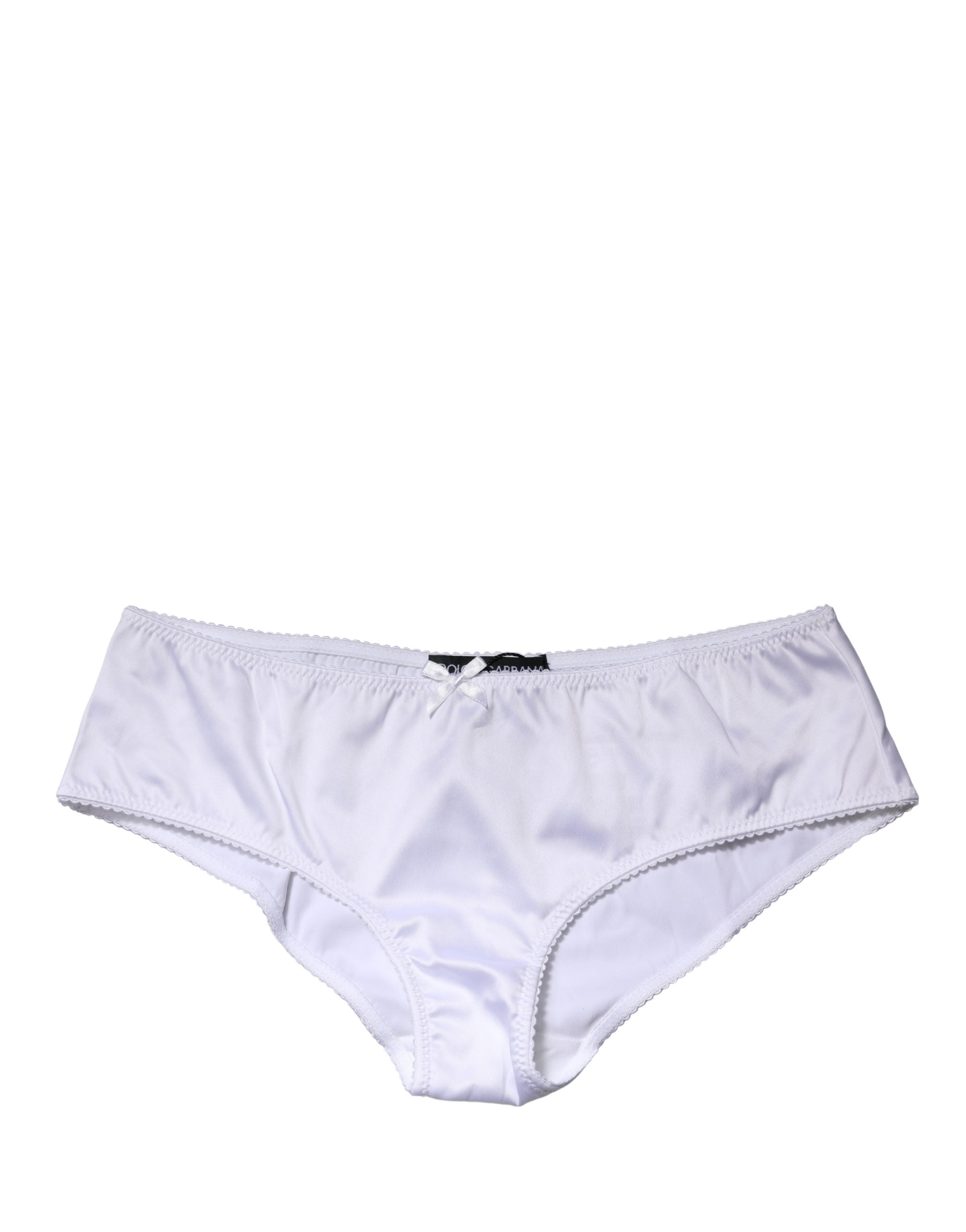 Dolce & Gabbana White Silk Stretch Mid Waist Brief Panty Underwear Dolce & Gabbana