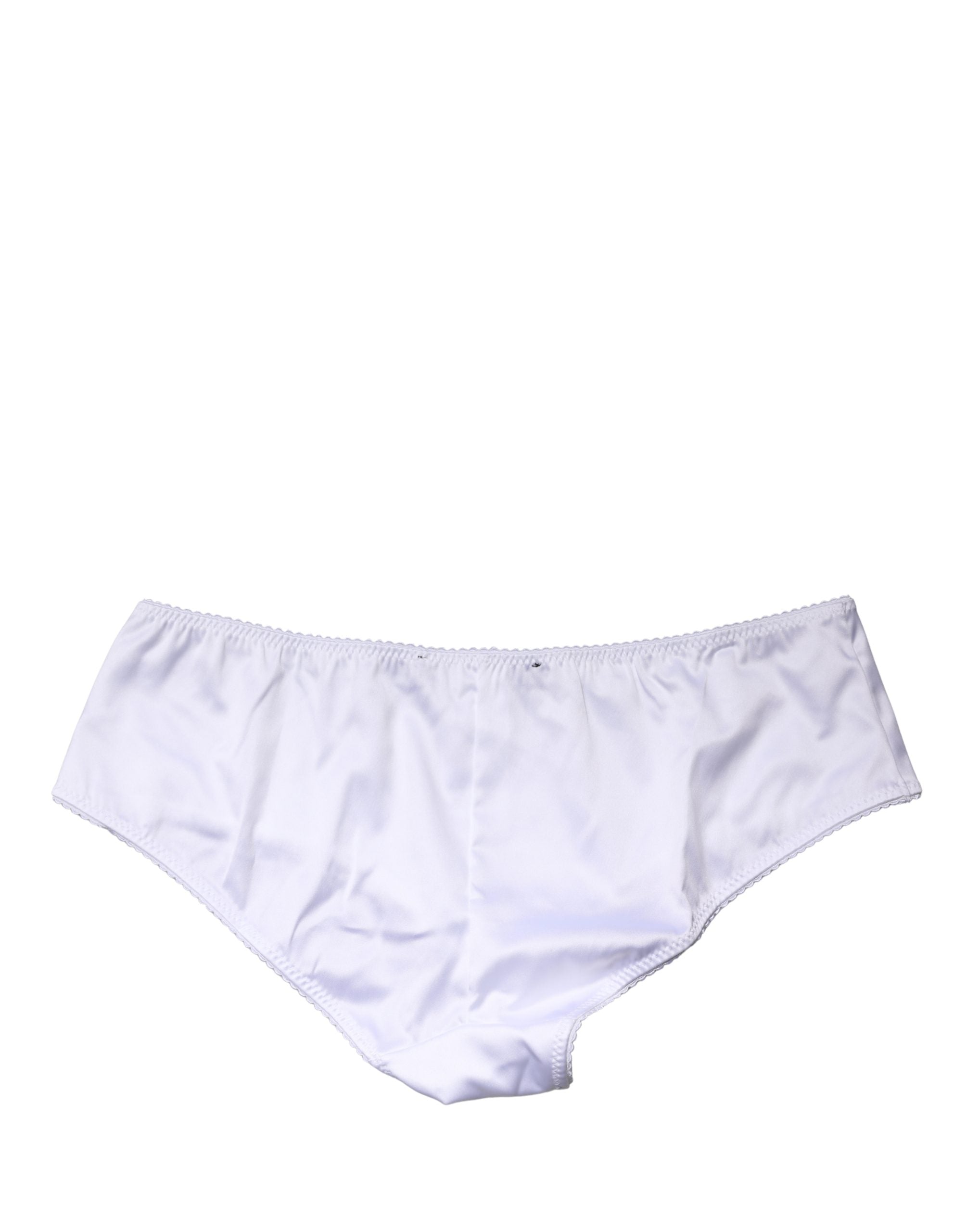 Dolce & Gabbana White Silk Stretch Mid Waist Brief Panty Underwear Dolce & Gabbana