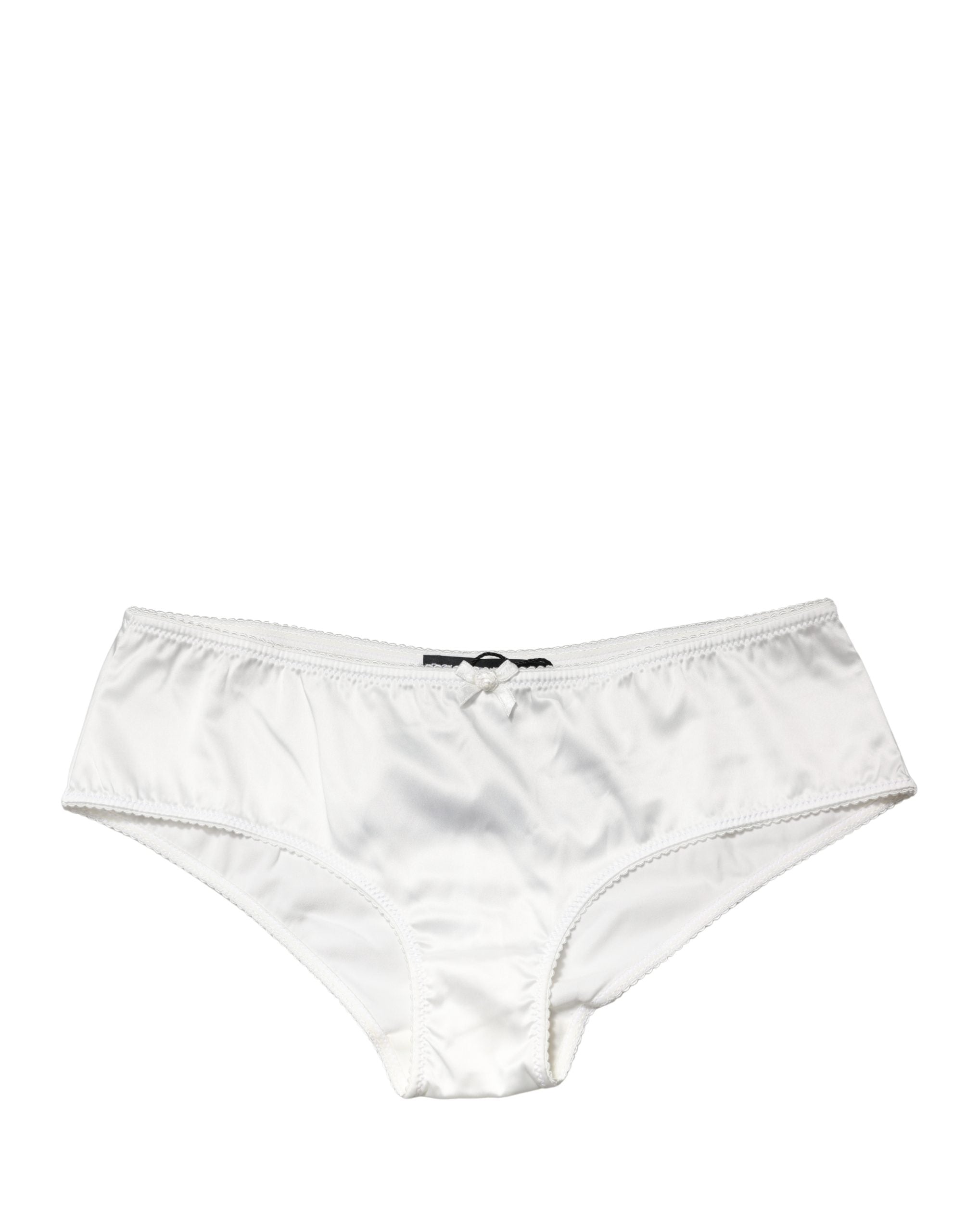 Dolce & Gabbana White Silk Stretch Mid Waist Brief Panty Underwear Dolce & Gabbana
