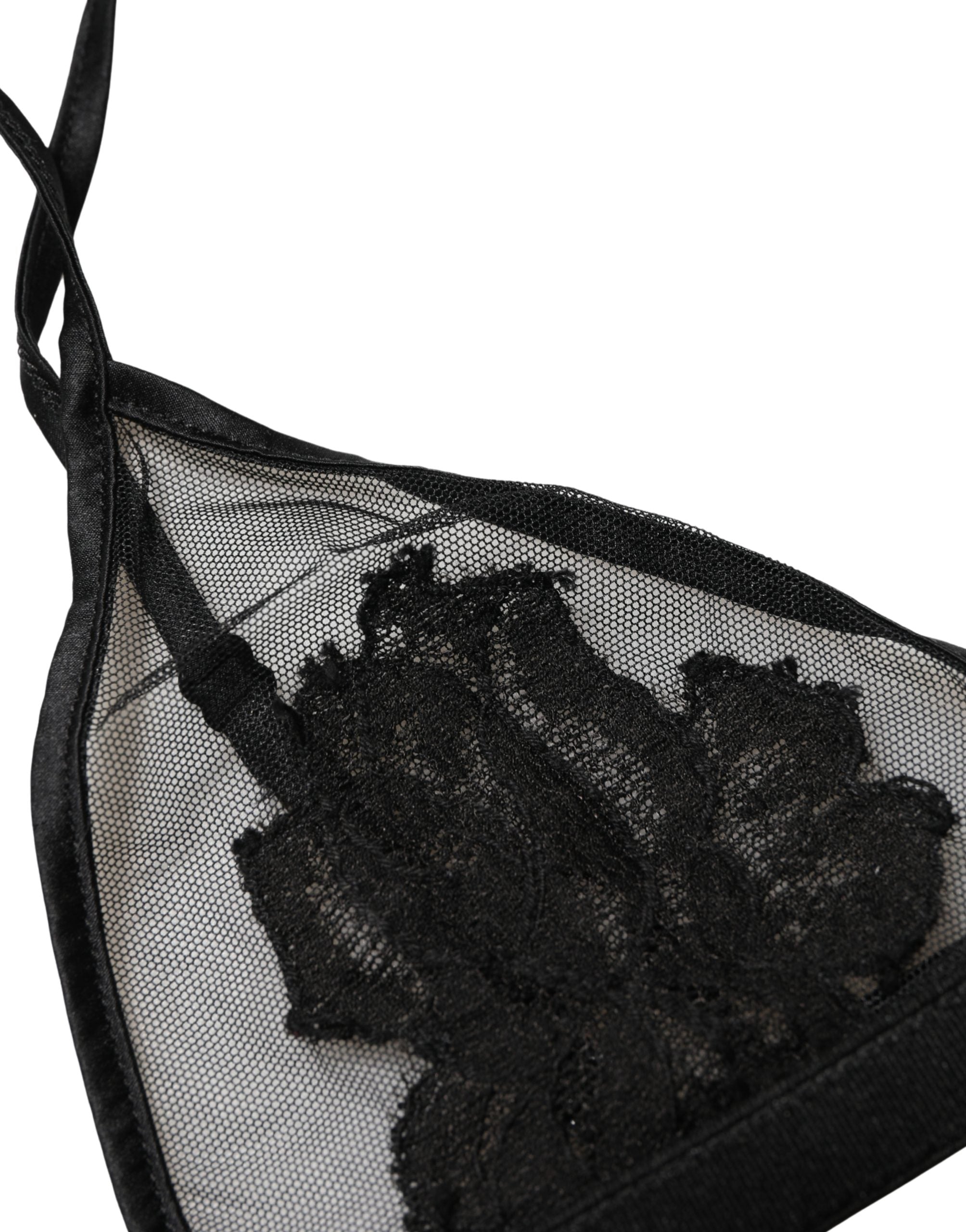 Dolce & Gabbana Black Floral Soft Cup Triangle Bra Underwear Dolce & Gabbana