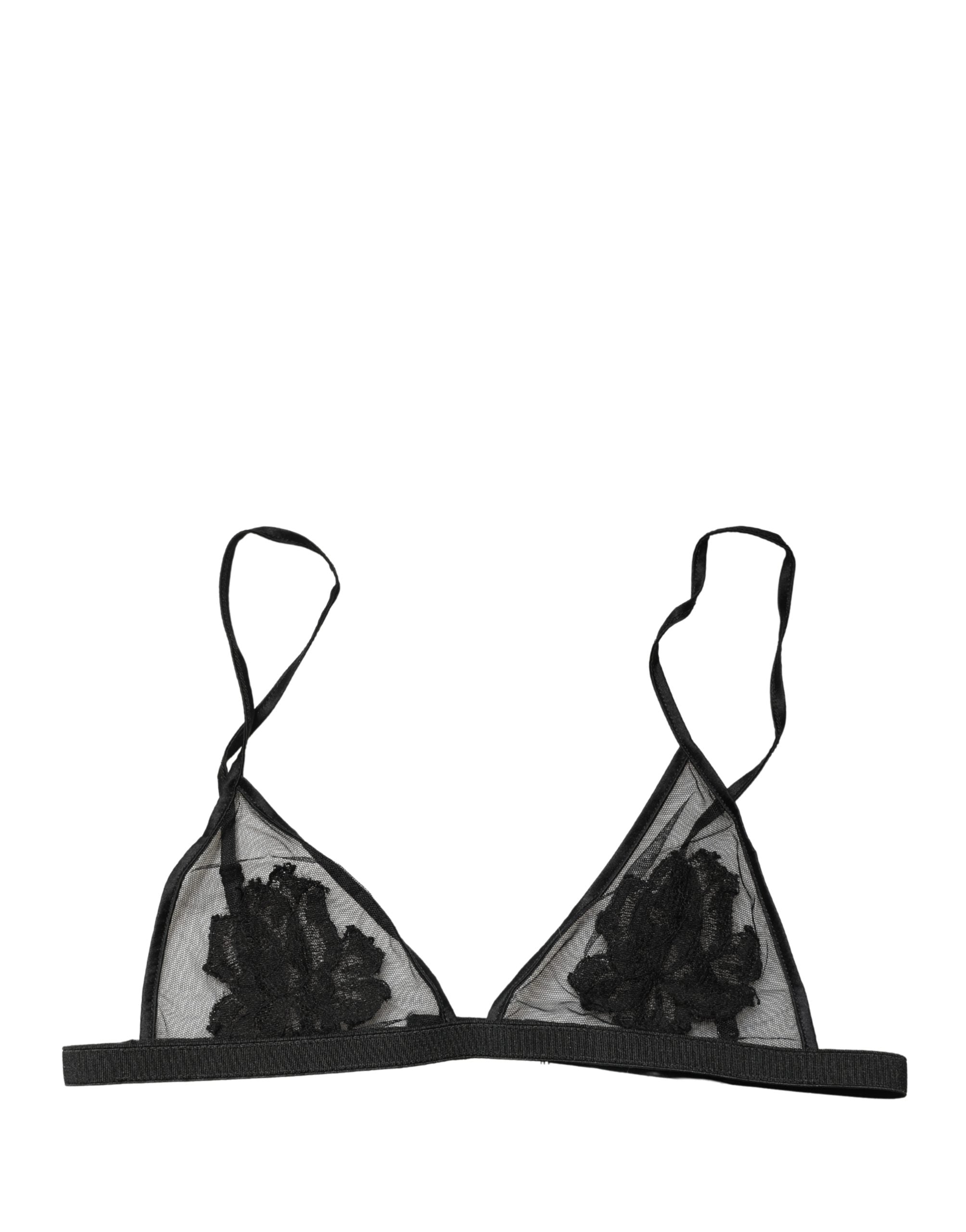 Dolce & Gabbana Black Floral Soft Cup Triangle Bra Underwear Dolce & Gabbana