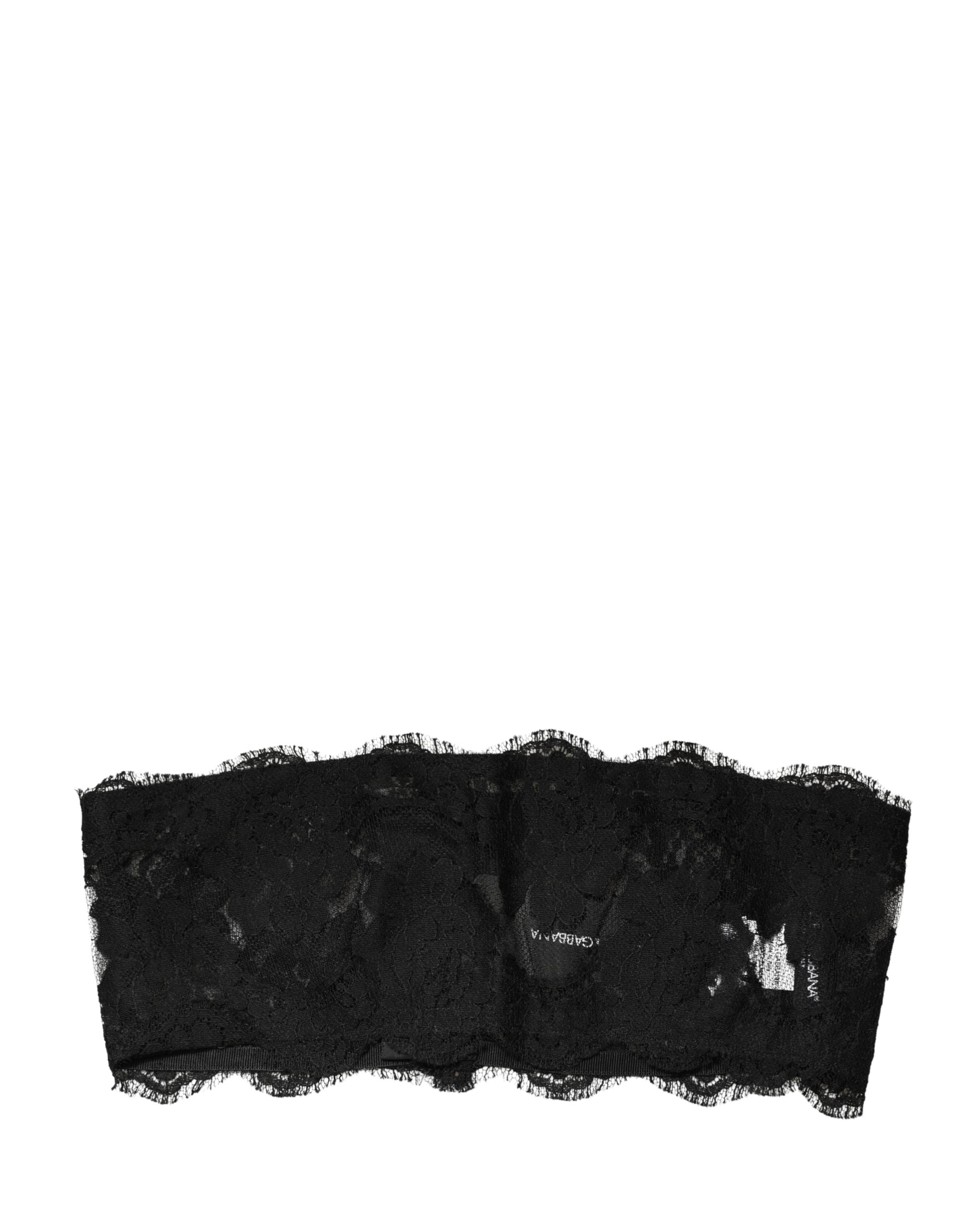 Dolce & Gabbana Black Lace Bandeau Bra Tube Top Underwear Dolce & Gabbana