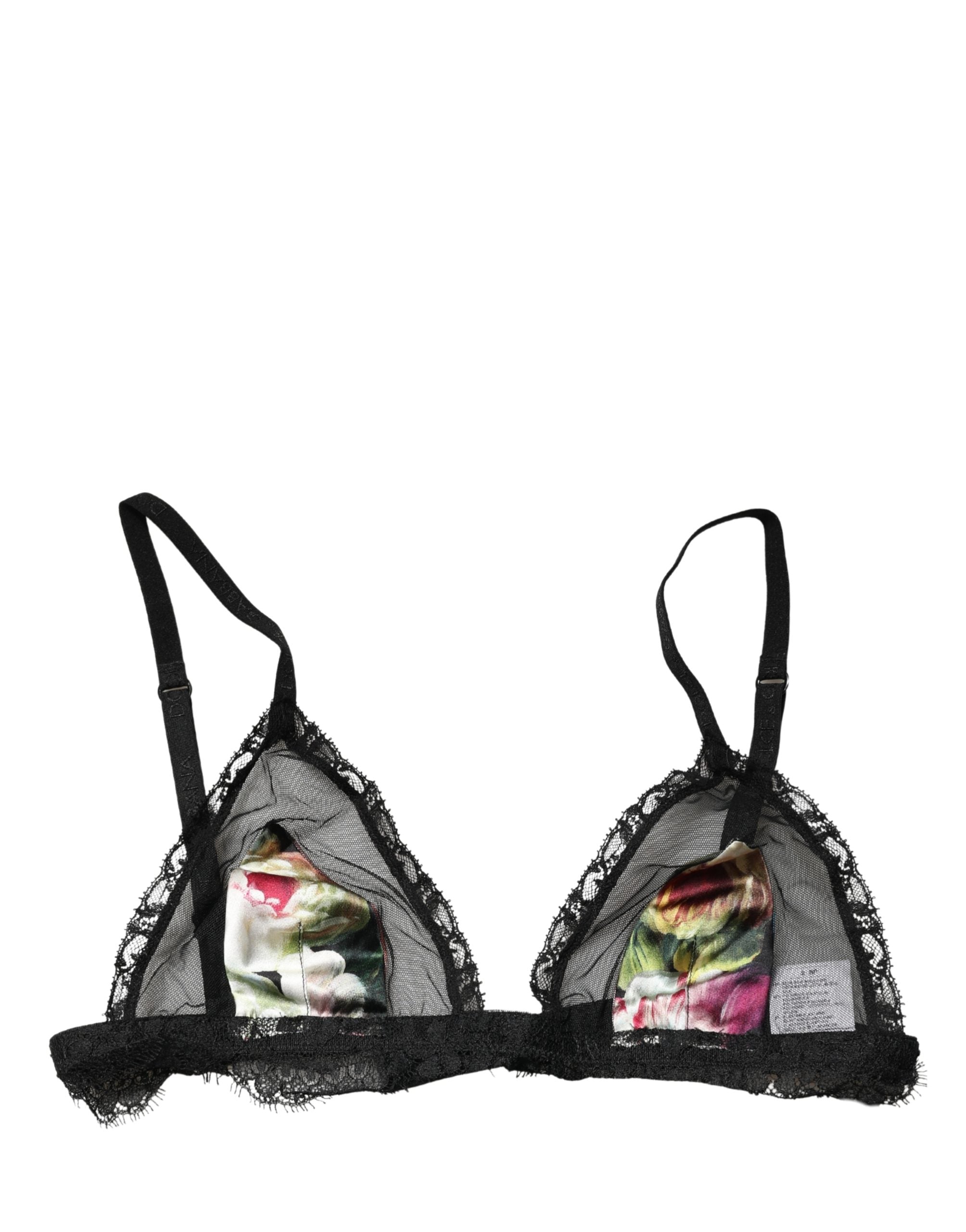 Dolce & Gabbana Black Floral Soft Cup Triangle Bra Underwear Dolce & Gabbana
