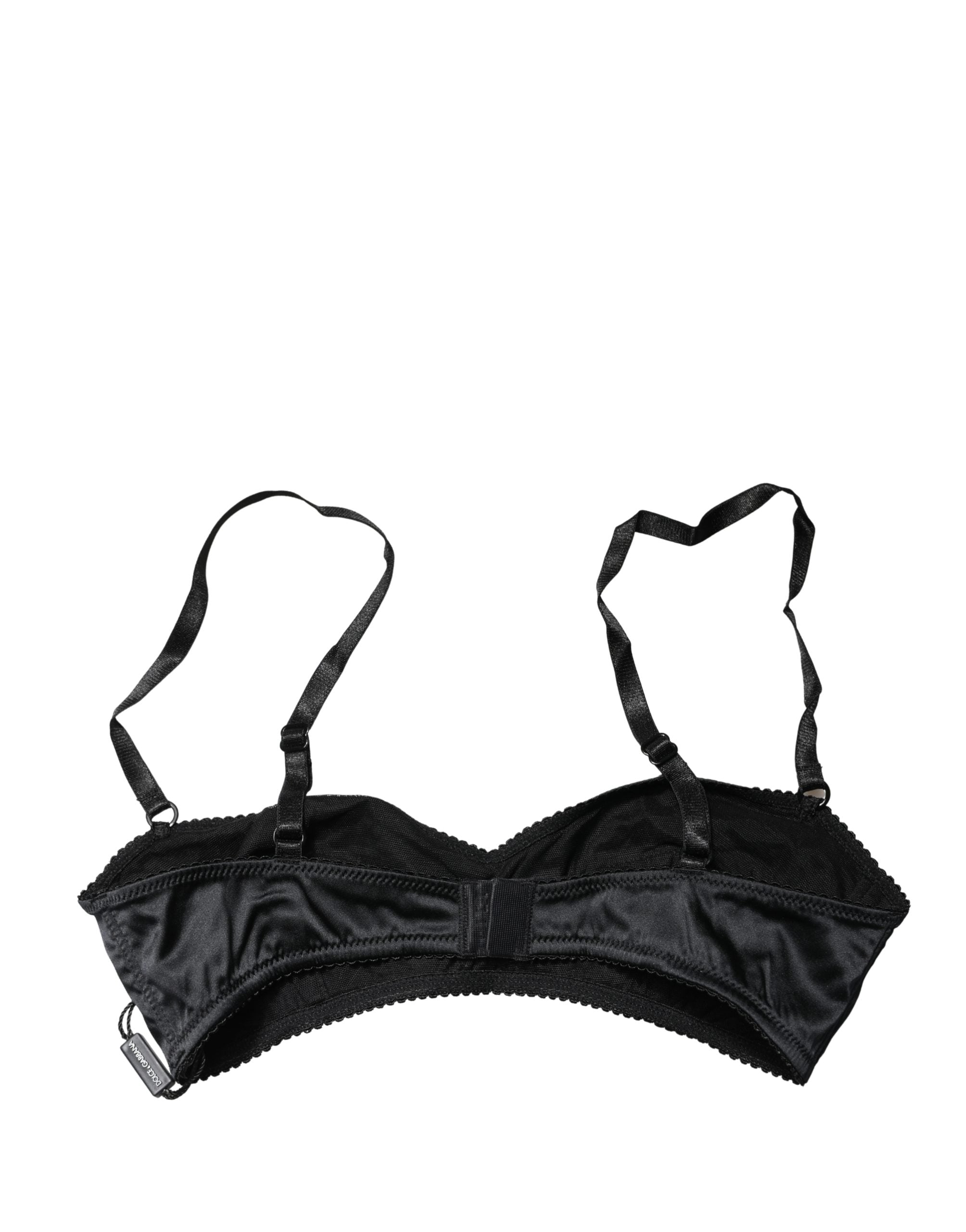 Dolce & Gabbana Black Semi-Pad Underwire Balconette Bra Underwear Dolce & Gabbana