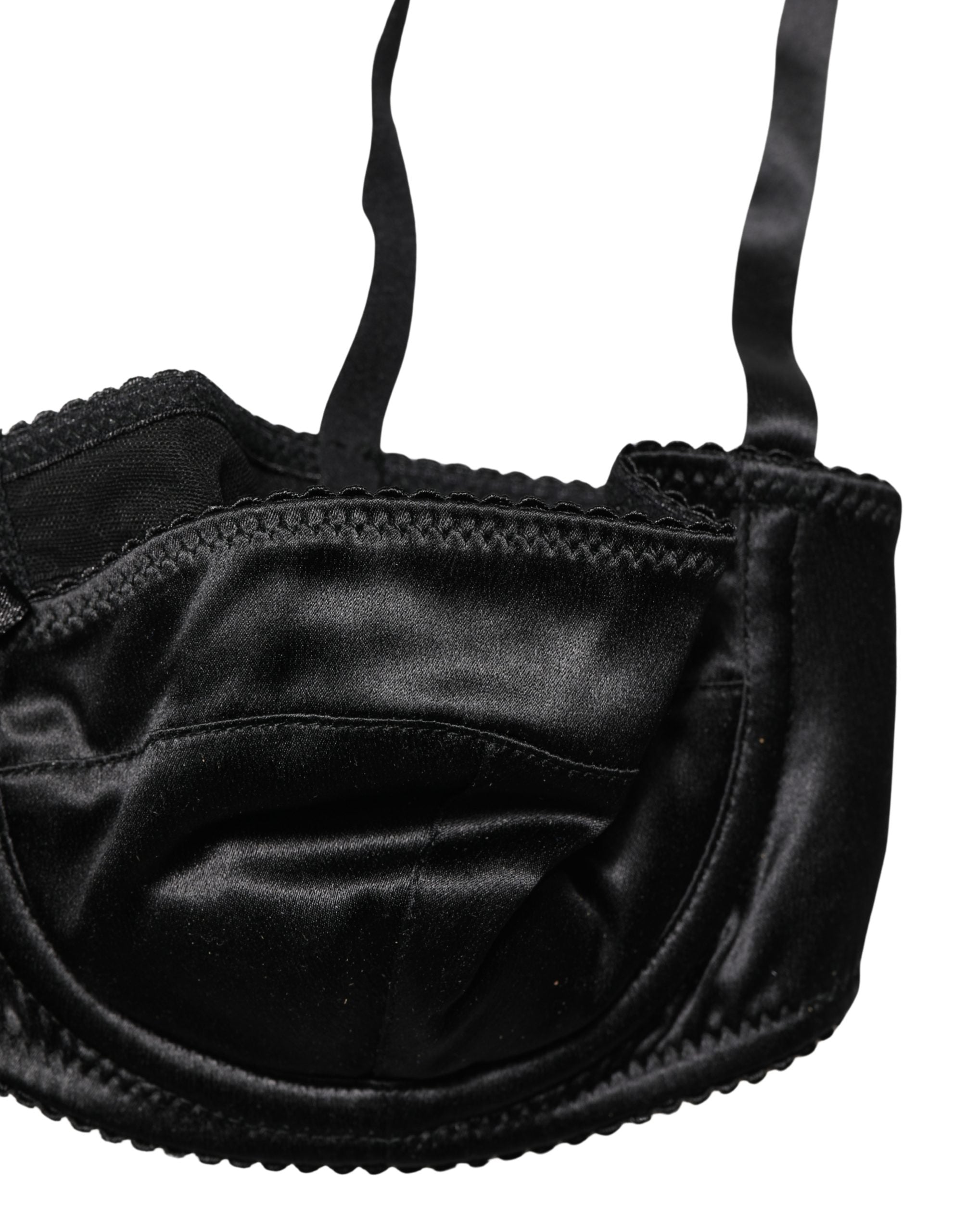 Dolce & Gabbana Black Semi-Pad Underwire Balconette Bra Underwear Dolce & Gabbana
