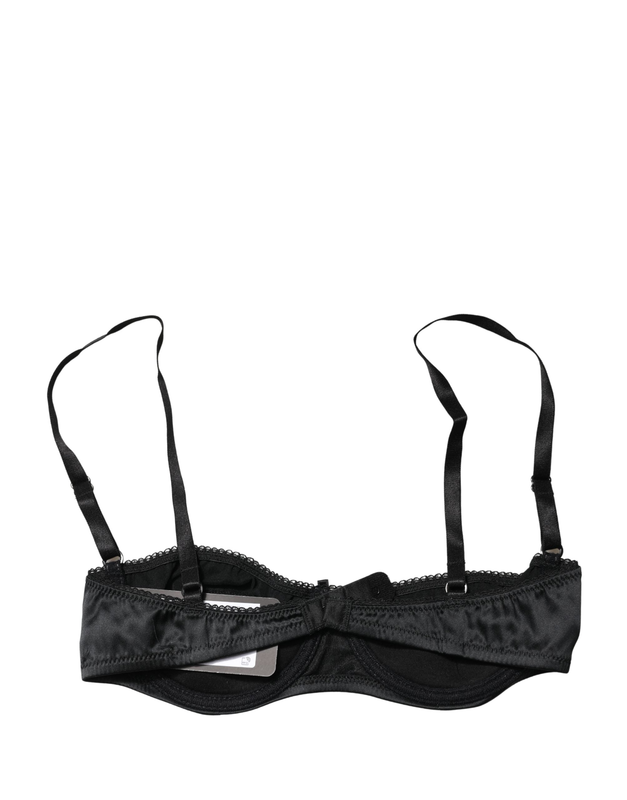 Dolce & Gabbana Black Semi-Pad Underwire Balconette Bra Underwear Dolce & Gabbana