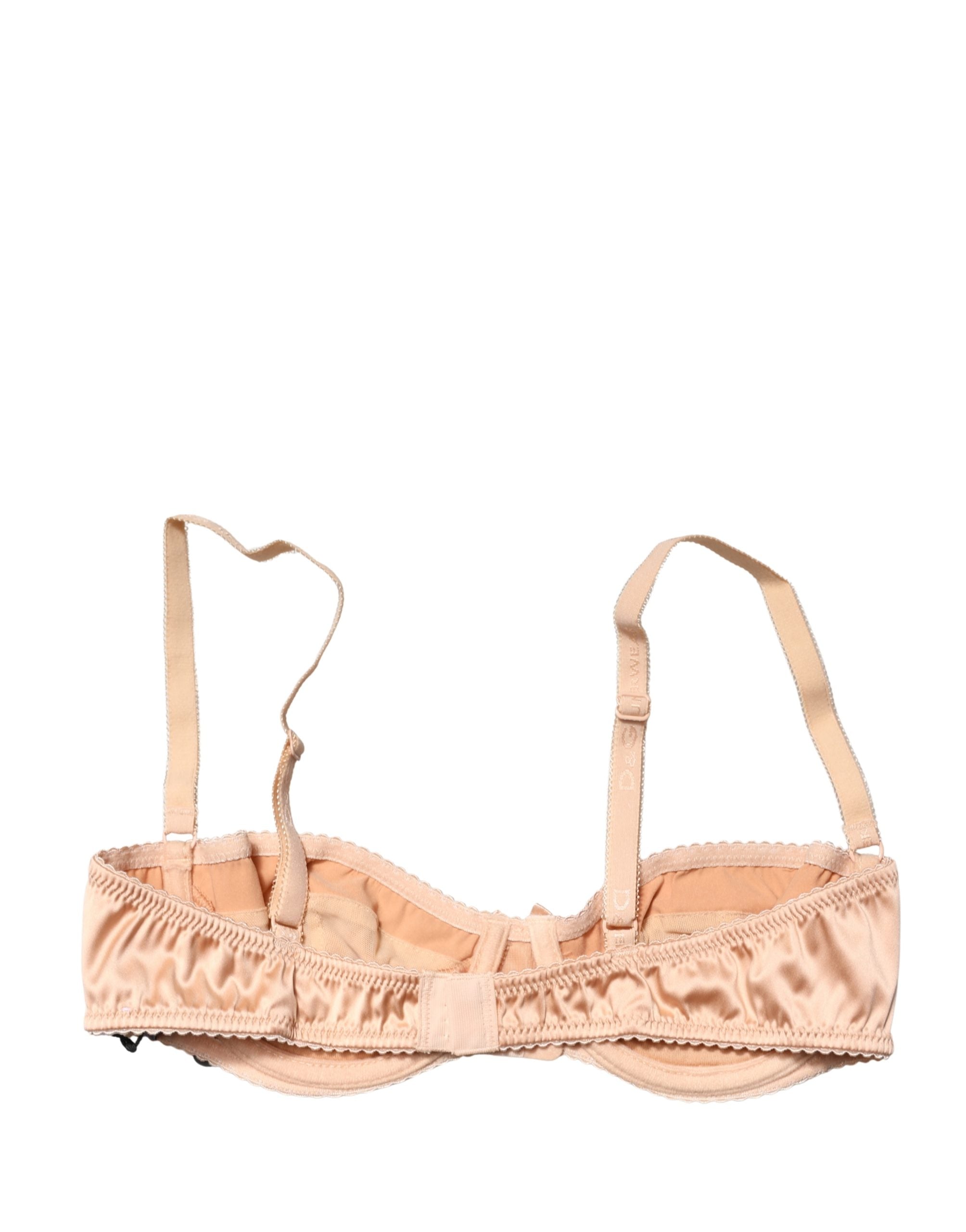 Dolce & Gabbana Beige Semi-Pad Underwire Balconette Bra Underwear Dolce & Gabbana