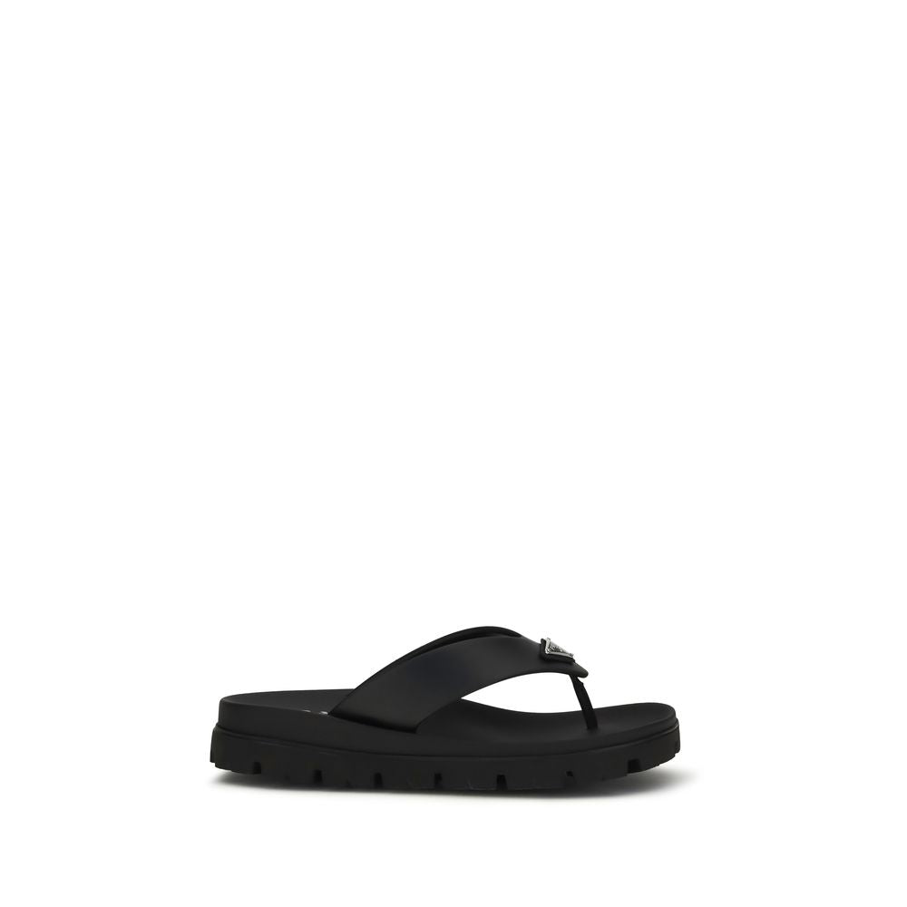 Prada Brown Calf Leather Bos Taurus Flat Sandals Prada