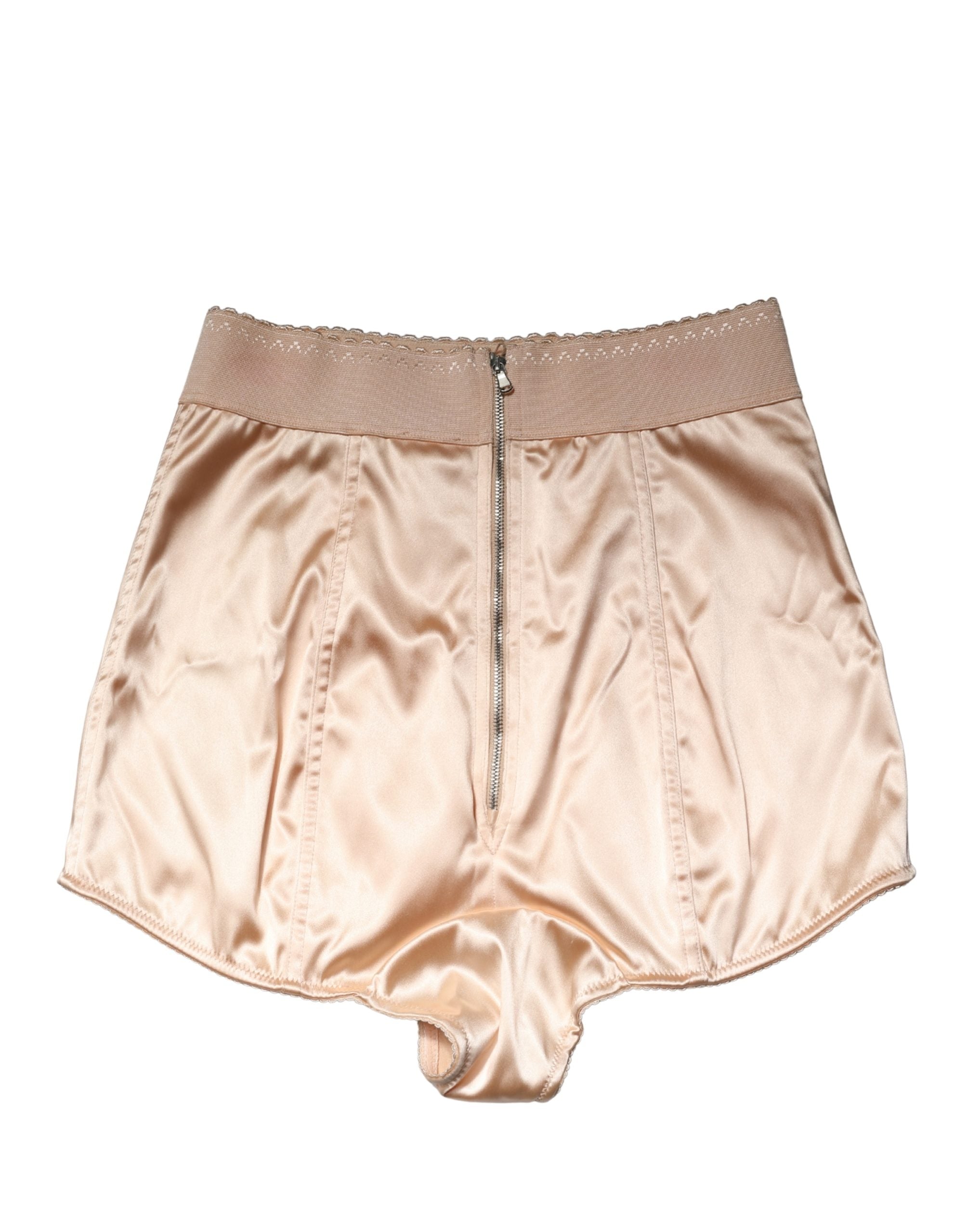 Dolce & Gabbana Beige Silk Blend High Waist Girdle Panty Underwear Dolce & Gabbana