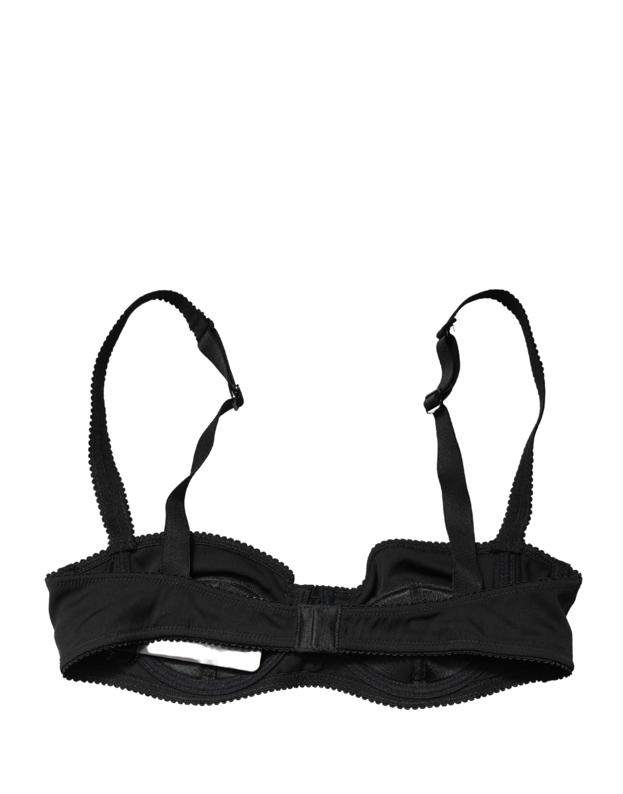 Dolce & Gabbana Black Semi-Pad Underwire Balconette Bra Underwear Dolce & Gabbana