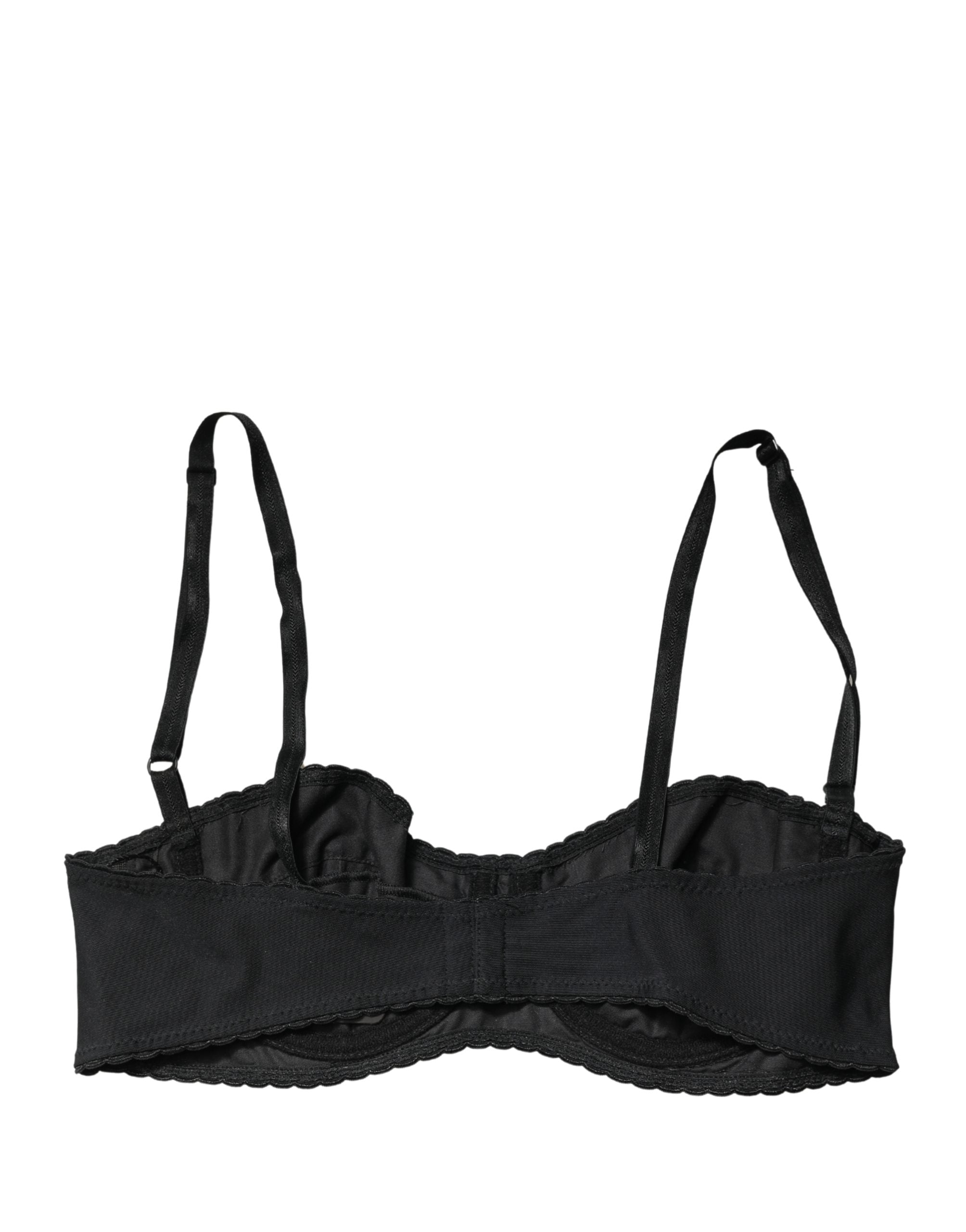 Dolce & Gabbana Black Semi-Pad Underwire Balconette Bra Underwear Dolce & Gabbana